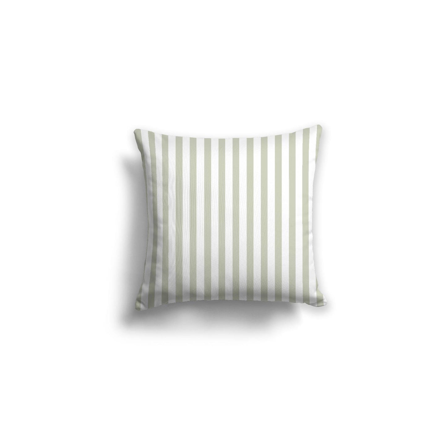 White Spun Polyester Throw Pillow with Thin Pale Green Bars on Front 16 x 16 inches / 41 x 41 cm