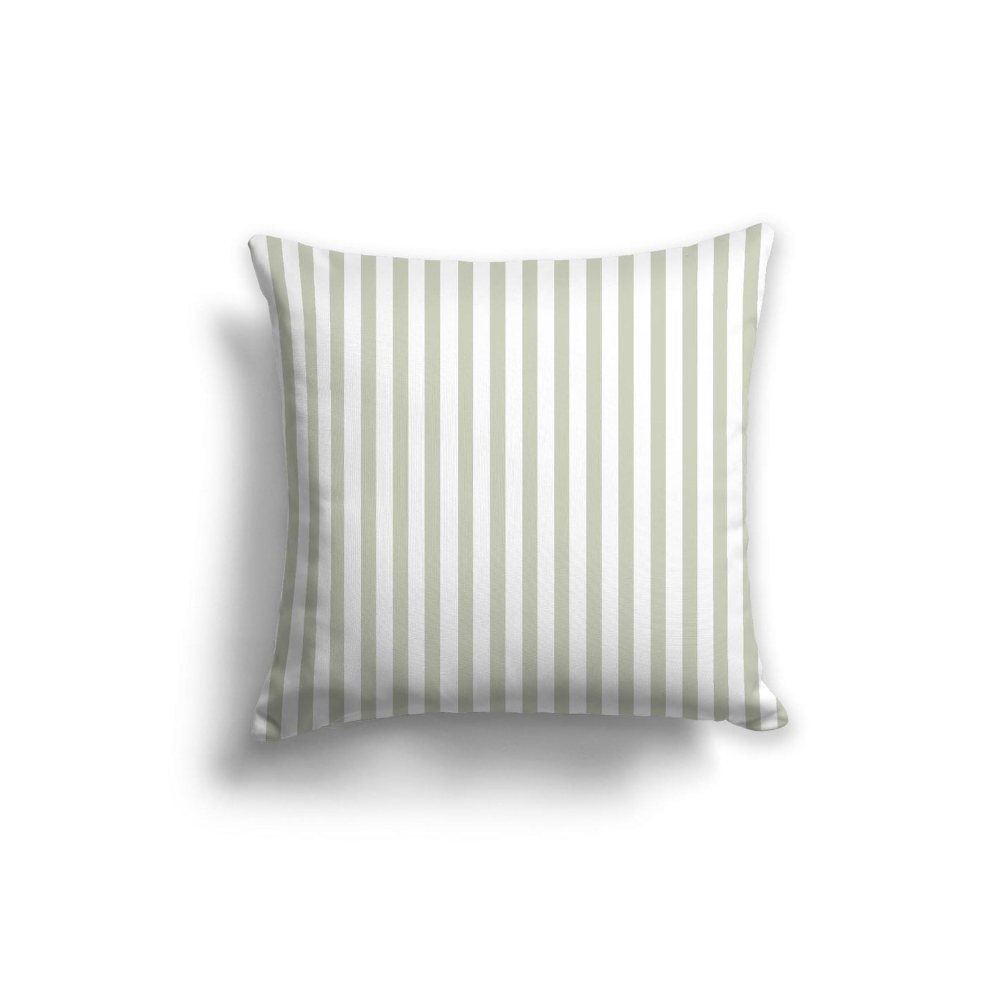 White Spun Polyester Throw Pillow with Thin Pale Green Bars on Front 20 x 20 inches / 51 x 51 cm