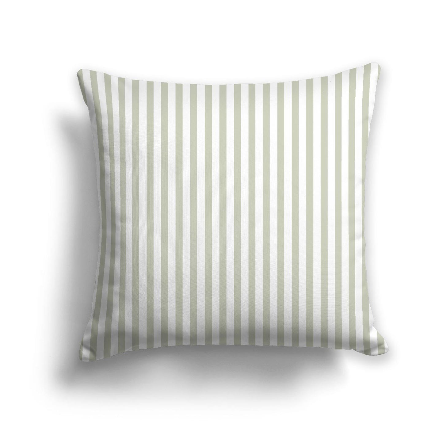 White Spun Polyester Throw Pillow with Thin Pale Green Bars on Front 26 x 26 inches / 66 x 66 cm