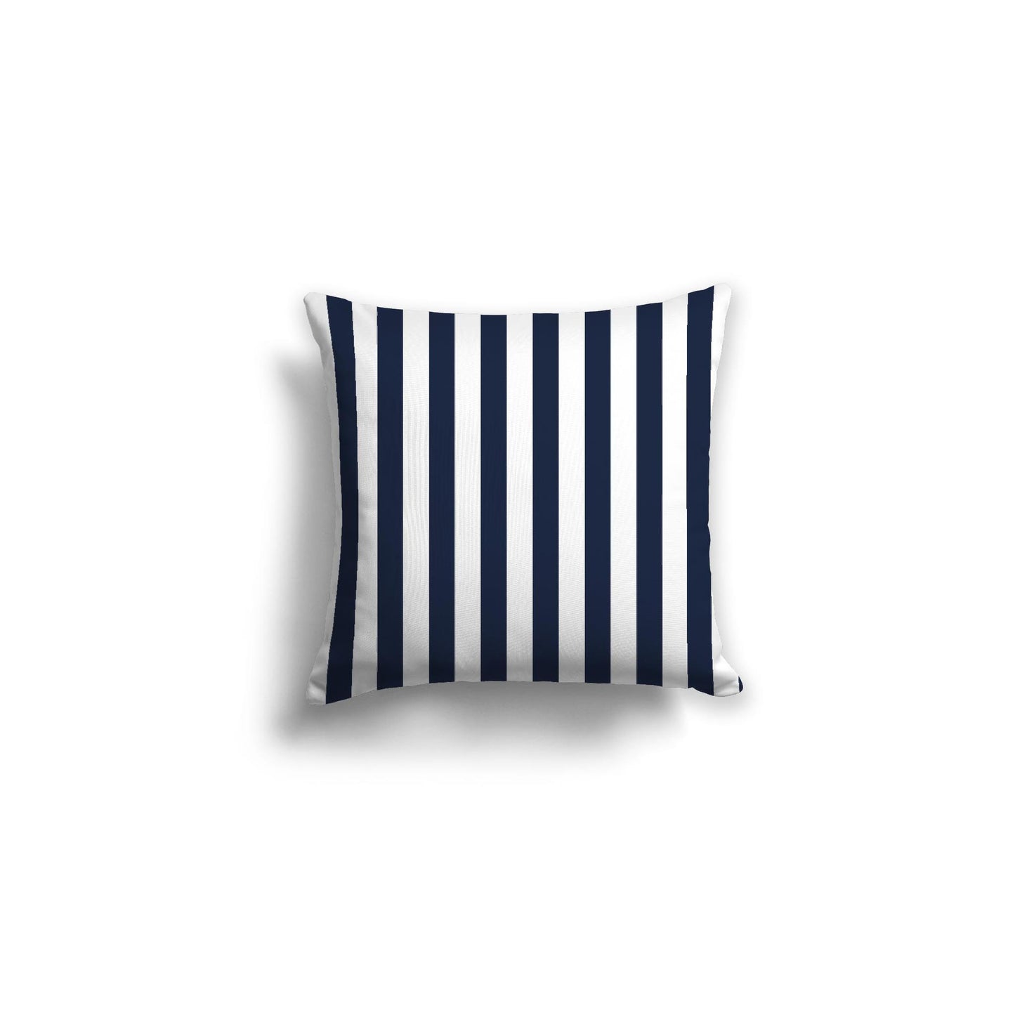 White Spun Polyester Throw Pillow with Navy Blue Bars on Front 16 x 16 inches / 41 x 41 cm