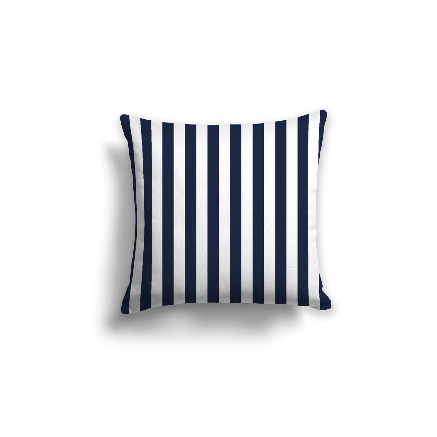 White Spun Polyester Throw Pillow with Navy Blue Bars on Front 18 x 18 inches / 46 x 46 cm