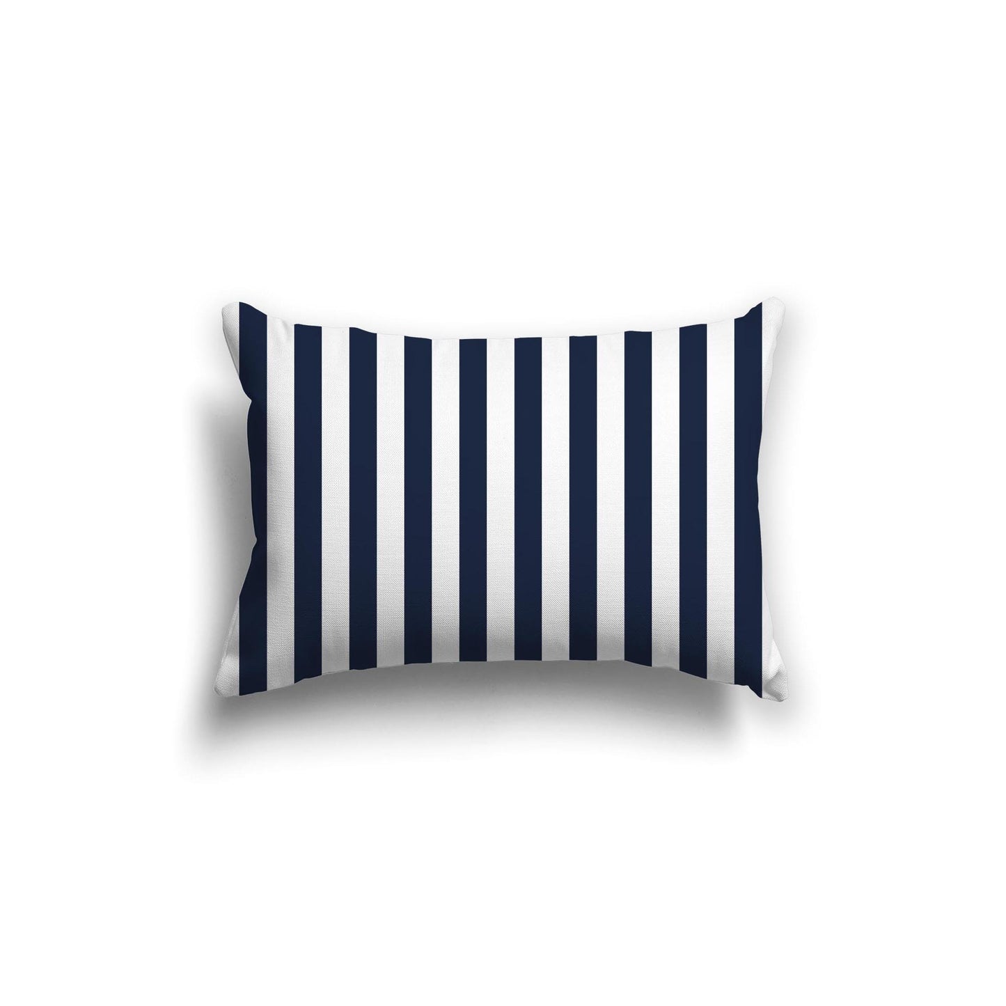 White Spun Polyester Throw Pillow with Navy Blue Bars on Front 20 x 14 inches / 51 x 36 cm