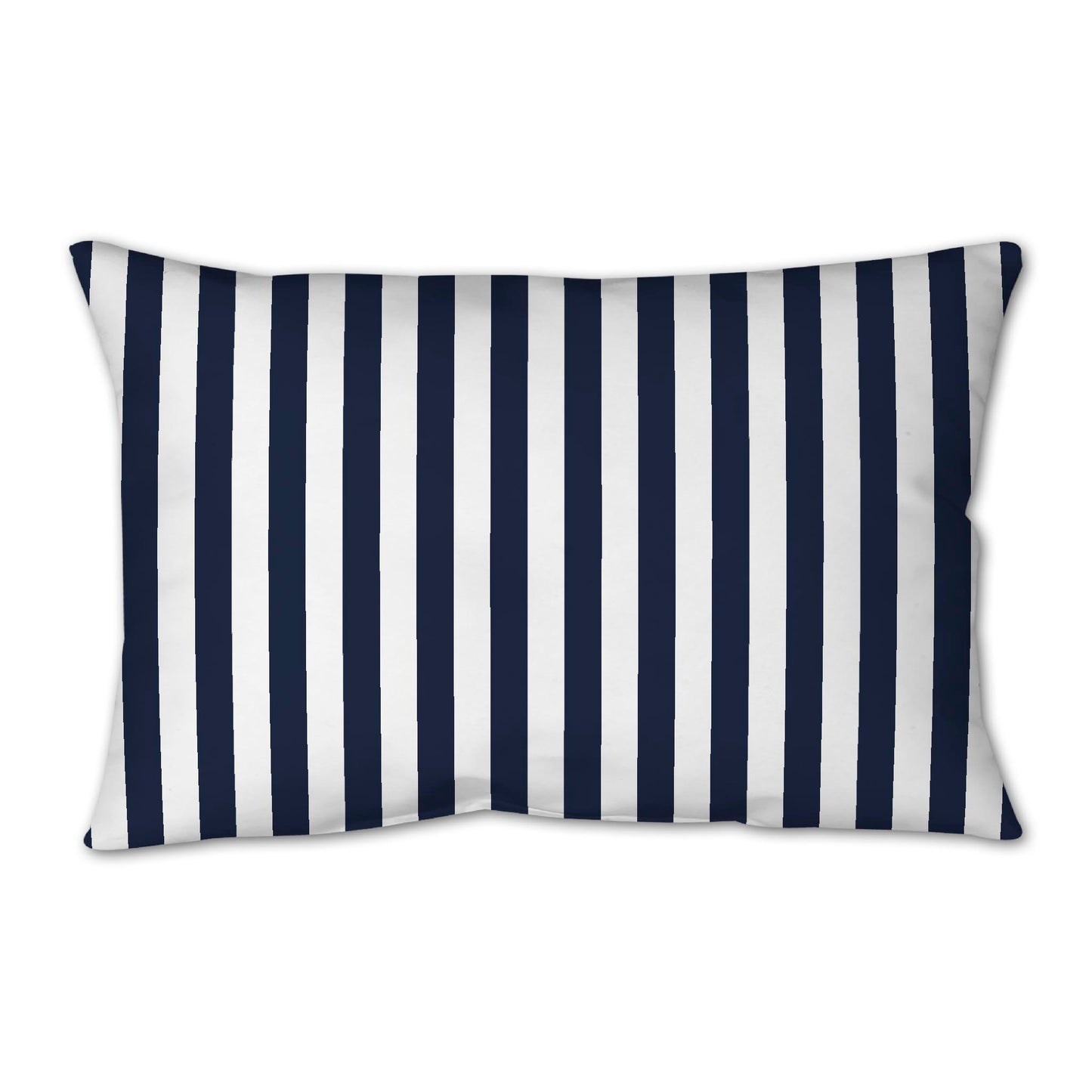 White Spun Polyester Throw Pillow with Navy Blue Bars on Front 25 x 18 inches / 63.5 x 66 cm