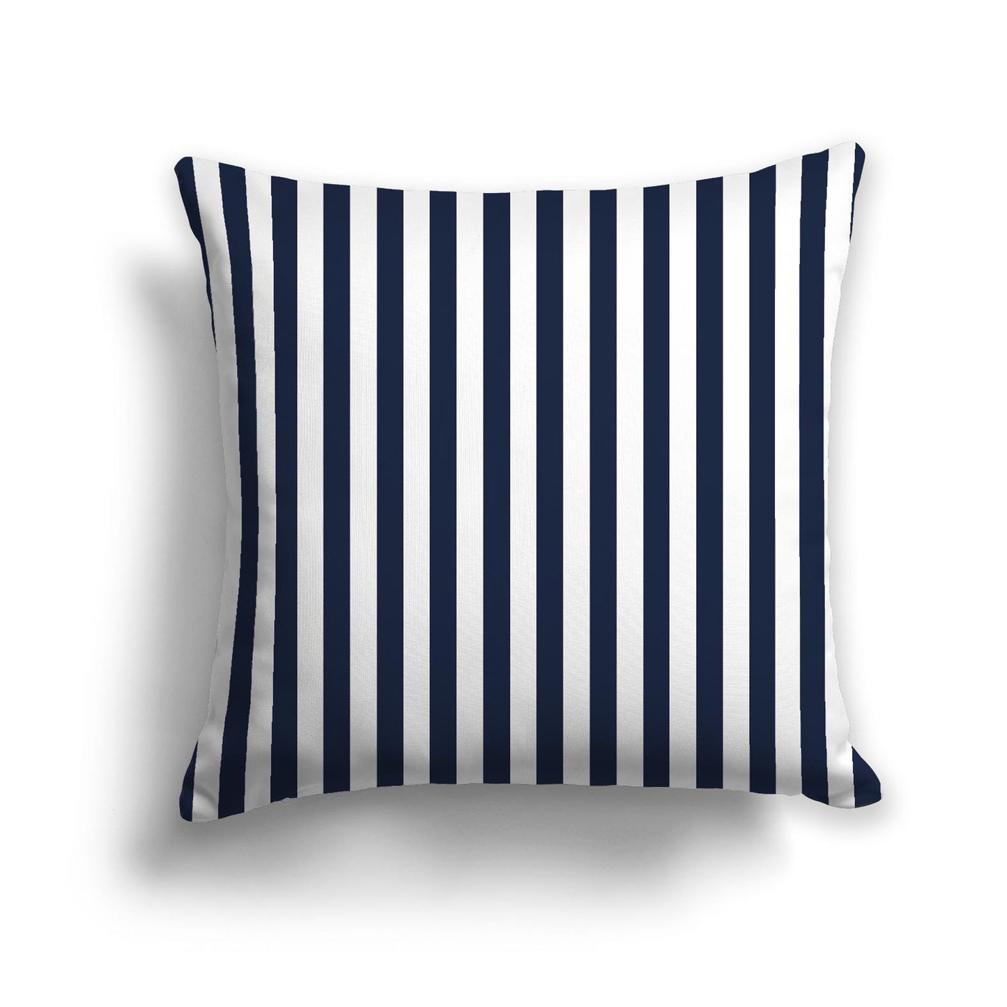 White Spun Polyester Throw Pillow with Navy Blue Bars on Front 26 x 26 inches / 66 x 66 cm