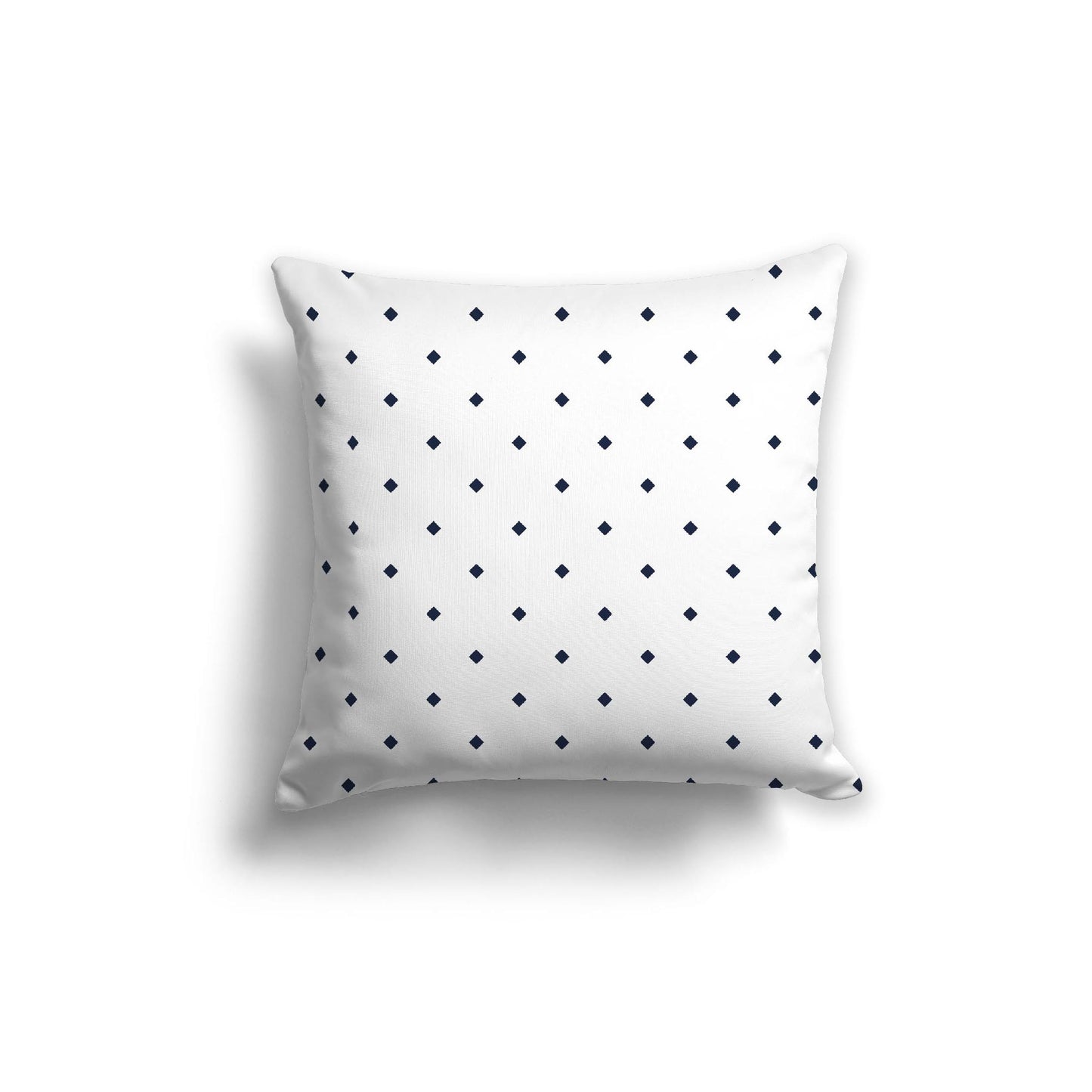White Spun Polyester Throw Pillow with Navy Blue Diamonds on Front 20 x 20 inches / 51 x 51 cm