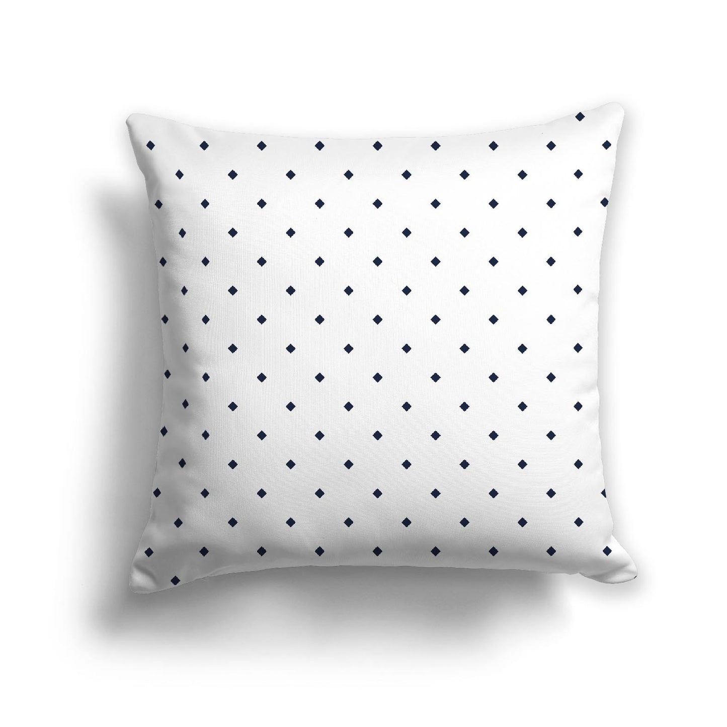 White Spun Polyester Throw Pillow with Navy Blue Diamonds on Front | 26 x 26 inches