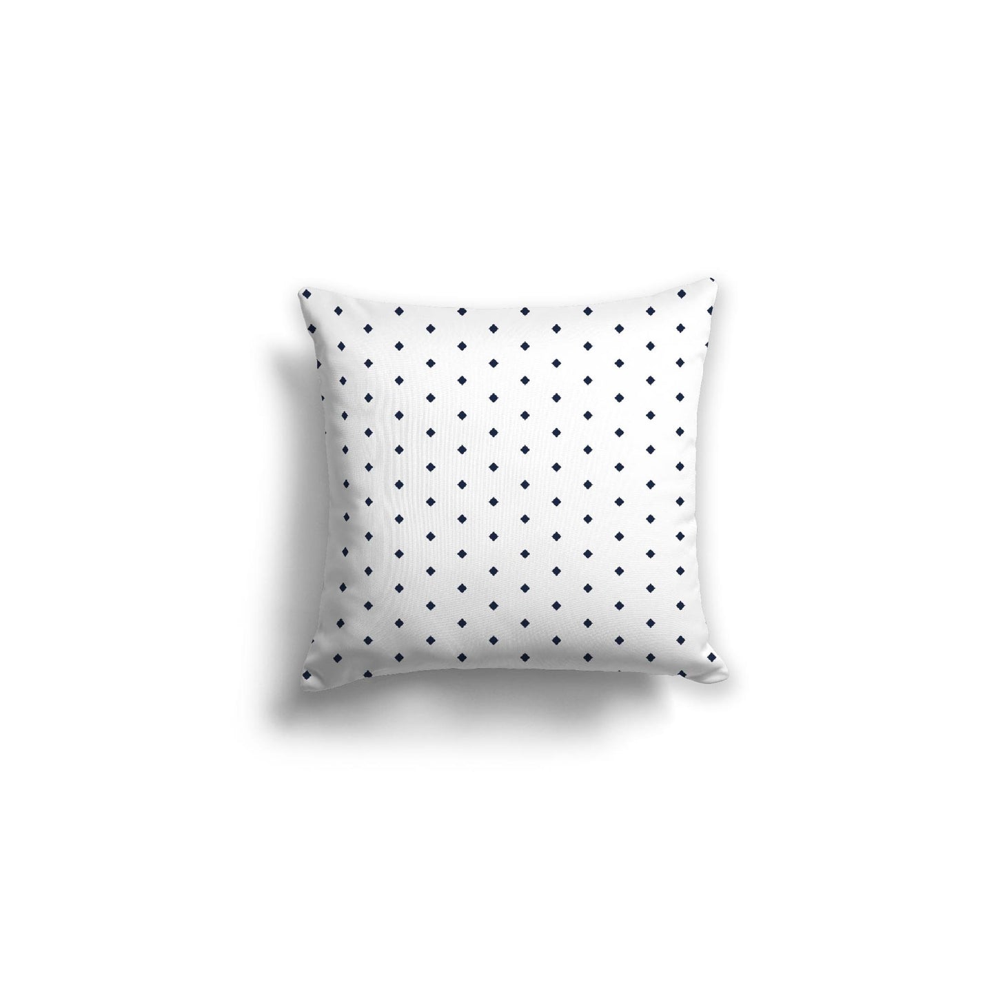 White Spun Polyester Throw Pillow with Fine Navy Blue Diamonds on Front 16 x 16 inches / 41 x 41 cm