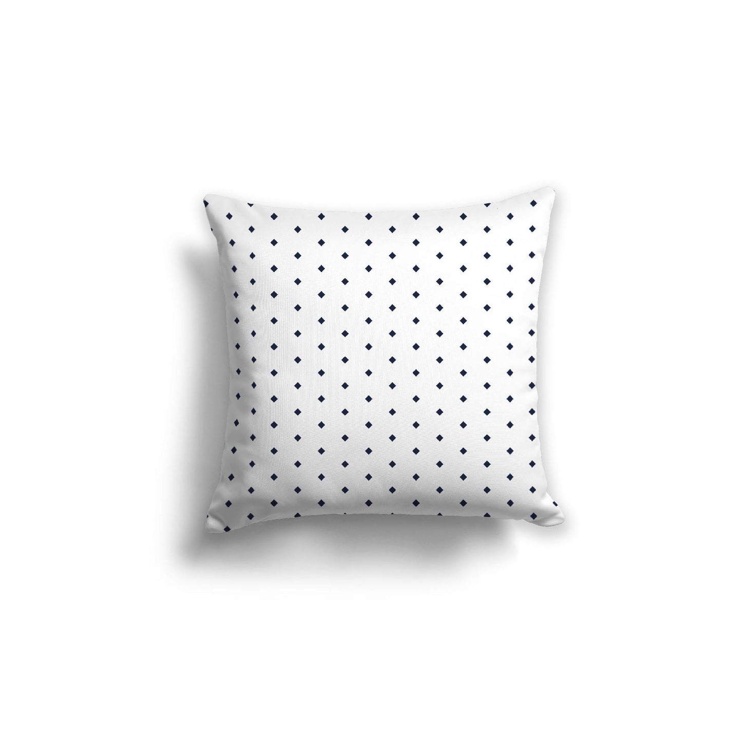 White Spun Polyester Throw Pillow with Fine Navy Blue Diamonds on Front 18 x 18 inches / 46 x 46 cm