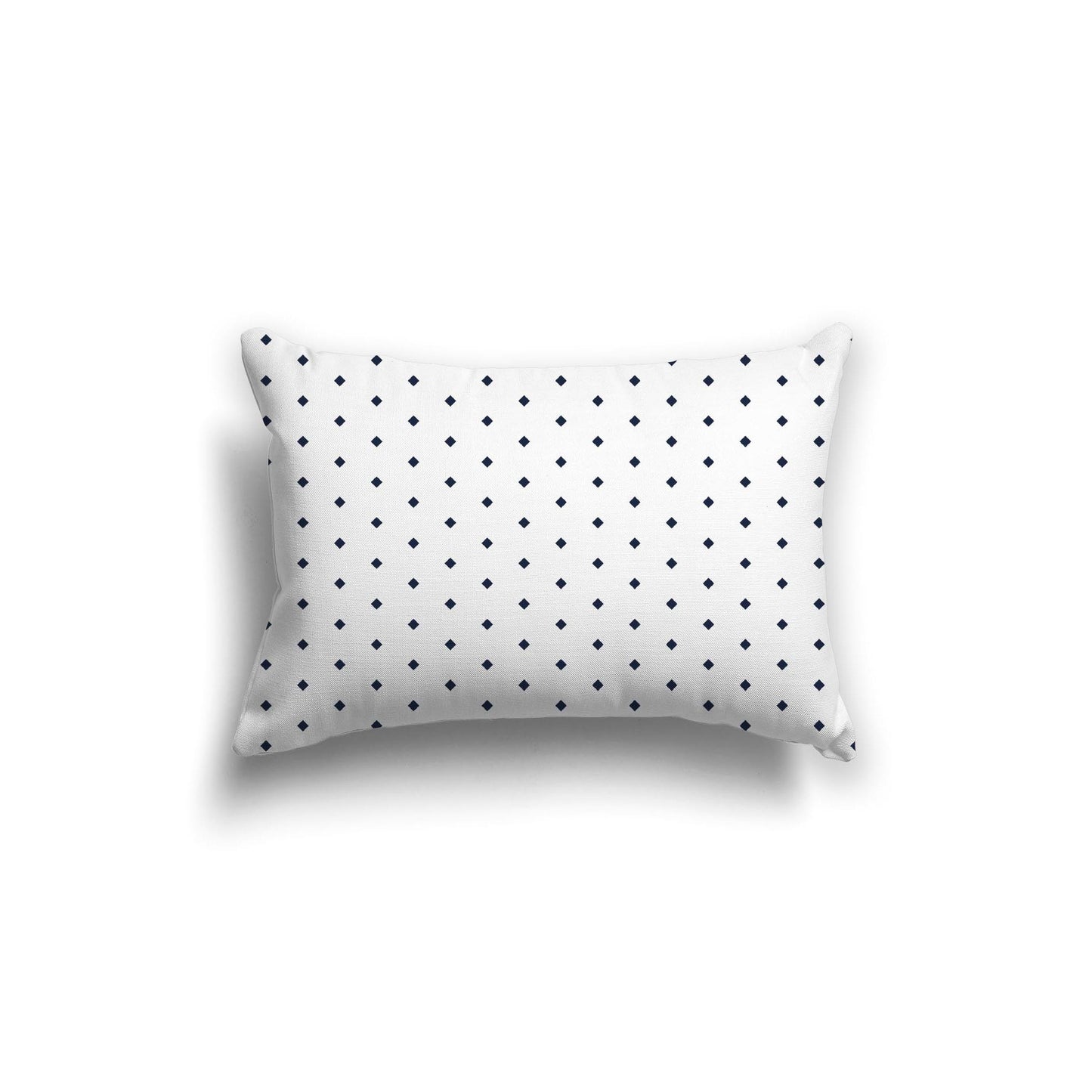 White Spun Polyester Throw Pillow with Fine Navy Blue Diamonds on Front 20 x 14 inches / 51 x 36 cm