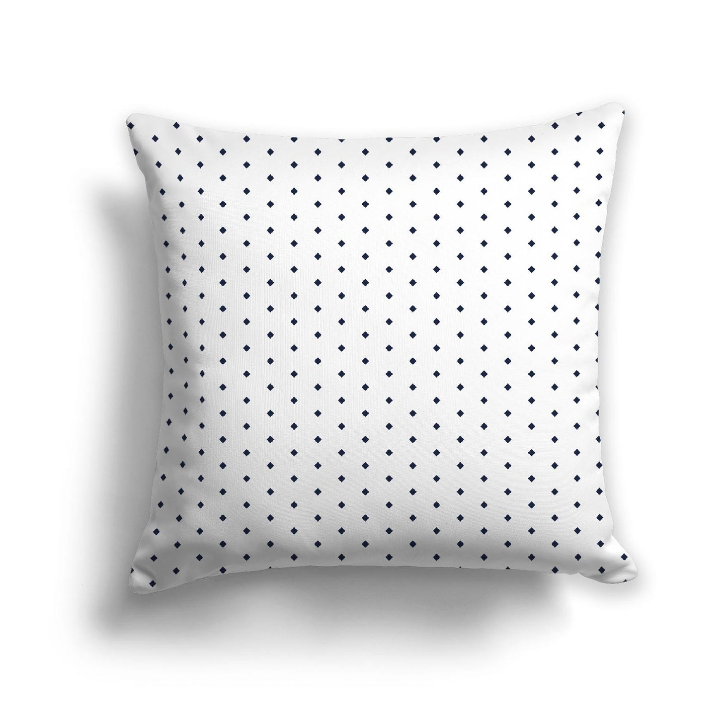 White Spun Polyester Throw Pillow with Fine Navy Blue Diamonds on Front 26 x 26 inches / 66 x 66 cm