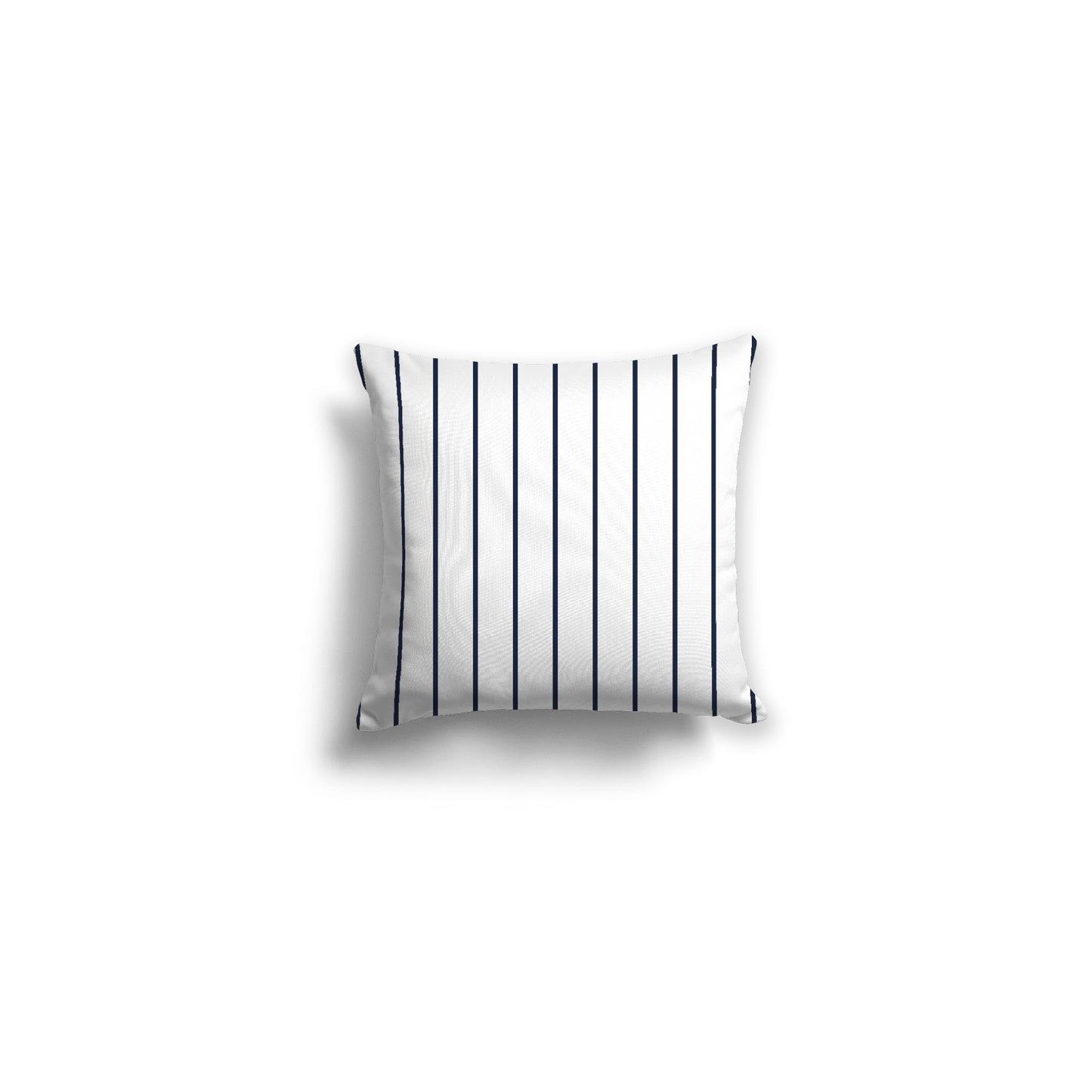 White Spun Polyester Throw Pillow with Fine Navy Blue Stripes on Front 14 x 14 inches / 36 x 36 cm