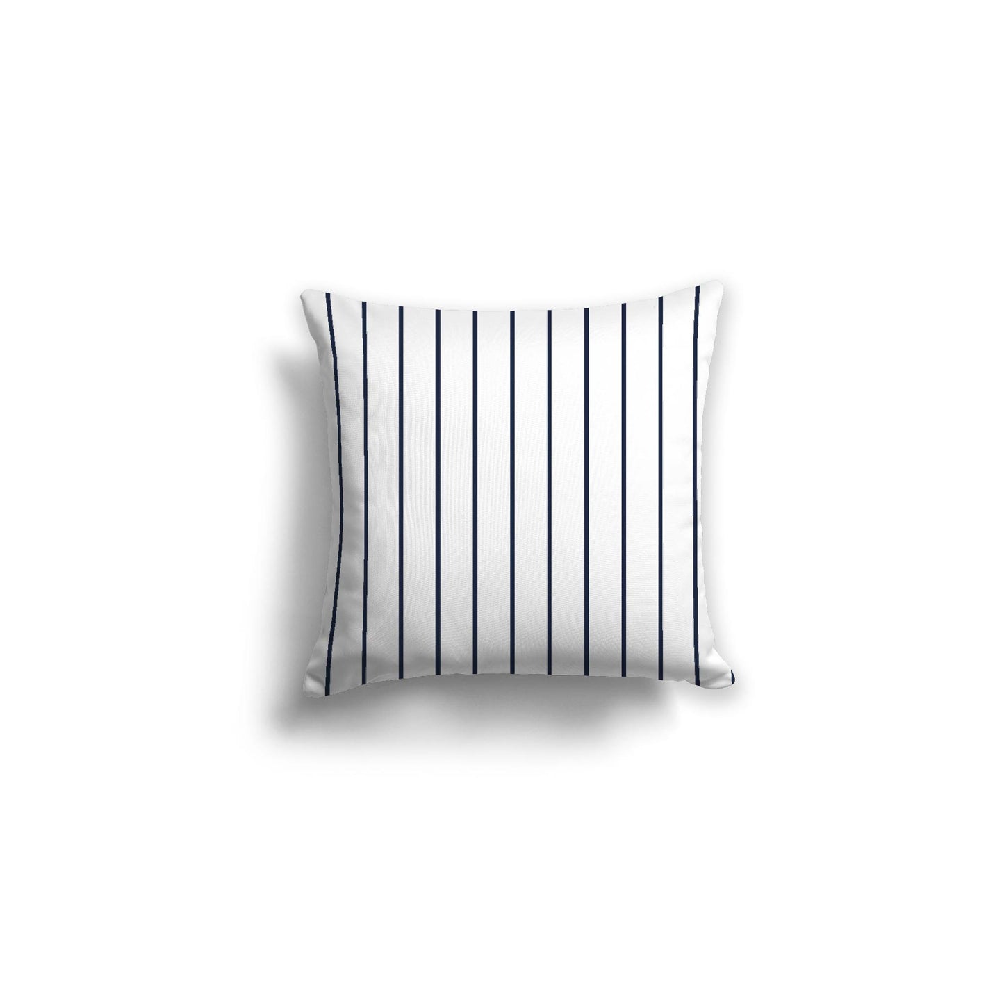 White Spun Polyester Throw Pillow with Fine Navy Blue Stripes on Front 16 x 16 inches / 41 x 41 cm