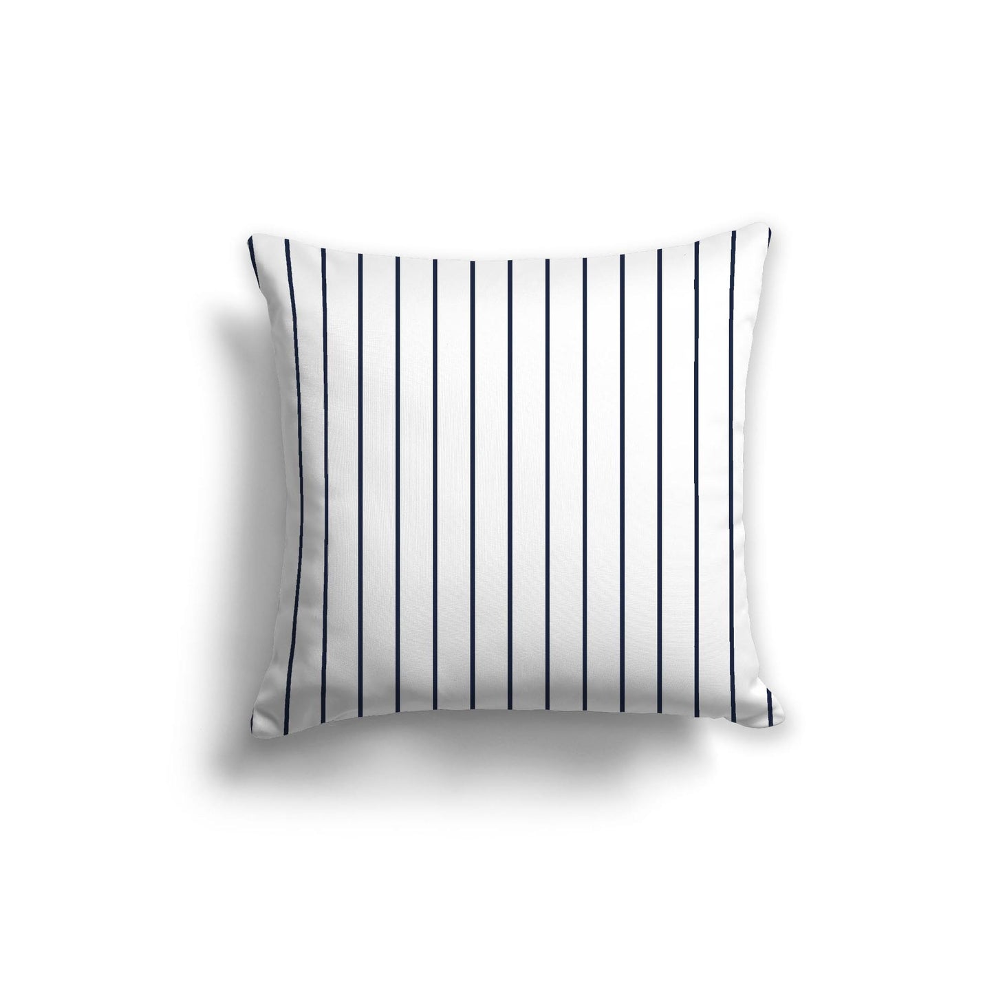 White Spun Polyester Throw Pillow with Fine Navy Blue Stripes on Front 20 x 20 inches / 51 x 51 cm