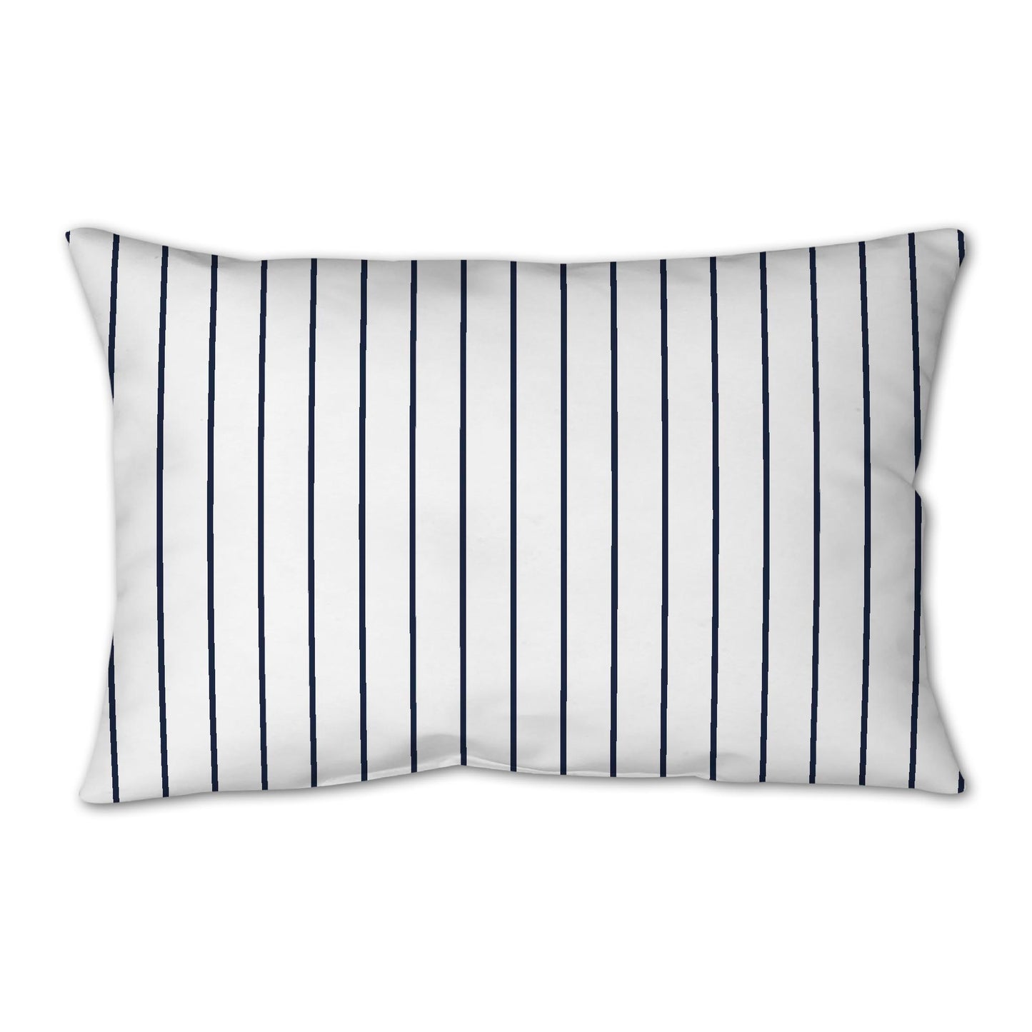 White Spun Polyester Throw Pillow with Fine Navy Blue Stripes on Front 25 x 18 inches / 63.5 x 66 cm