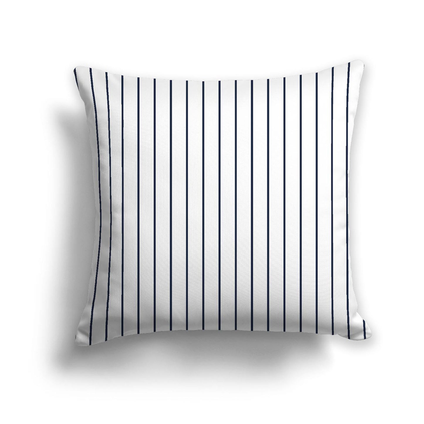 White Spun Polyester Throw Pillow with Fine Navy Blue Stripes on Front 26 x 26 inches / 66 x 66 cm