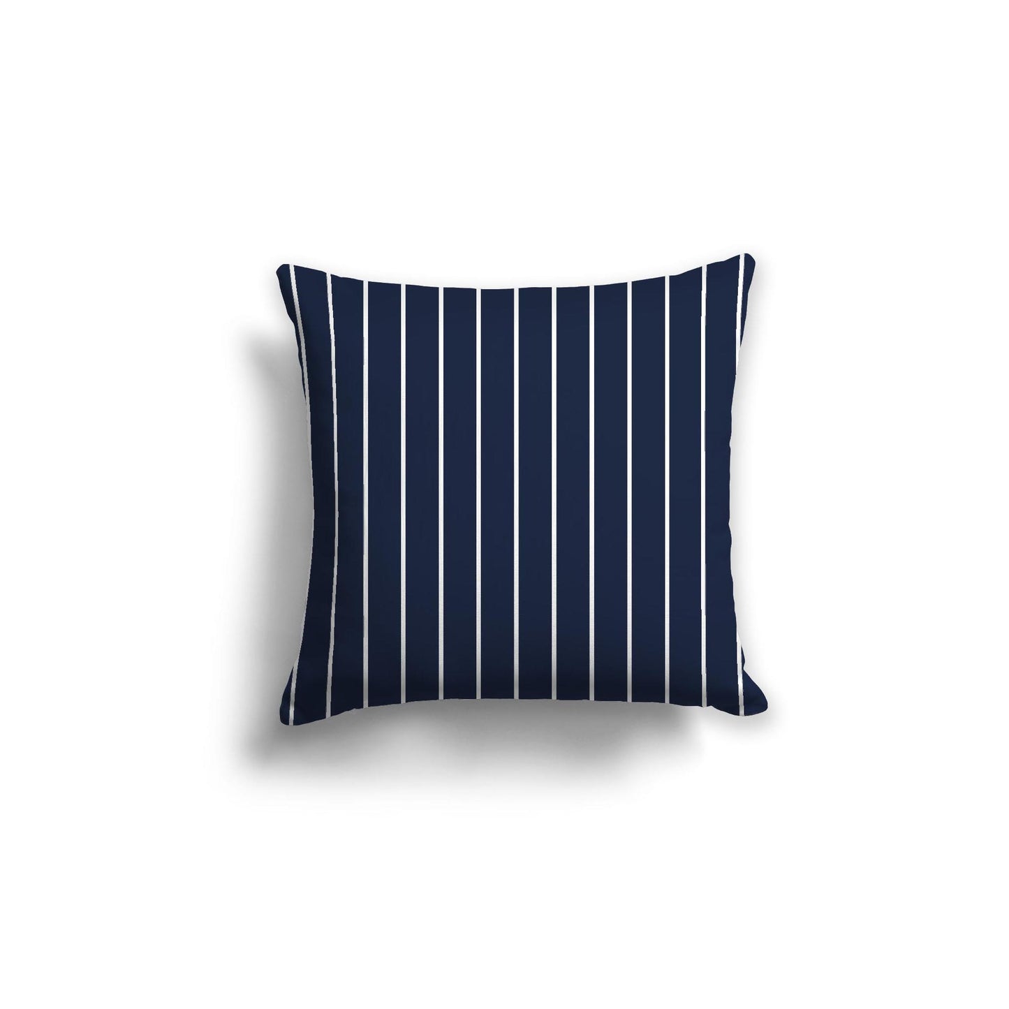 Navy Blue Spun Polyester Throw Pillow with Fine White Stripes on Front 18 x 18 inches / 46 x 46 cm
