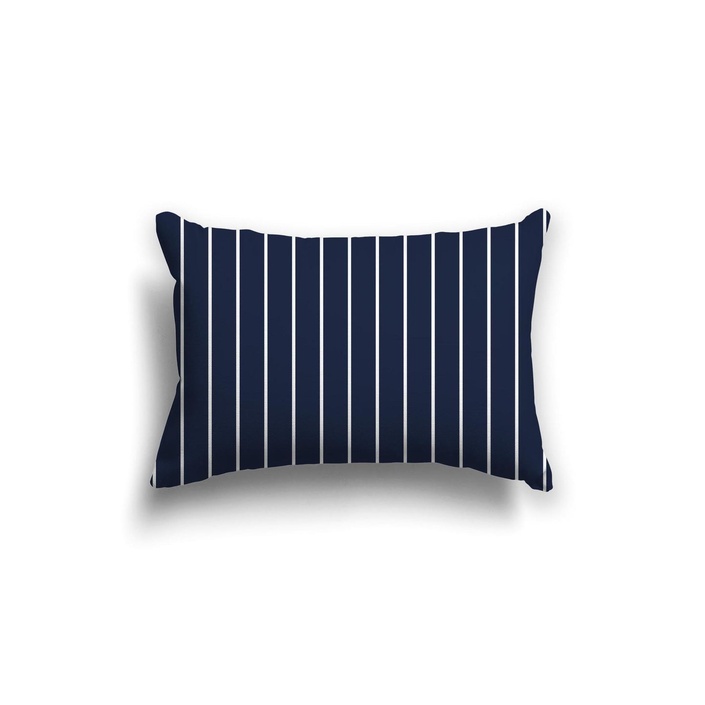 Navy Blue Spun Polyester Throw Pillow with Fine White Stripes on Front 20 x 14 inches / 51 x 36 cm