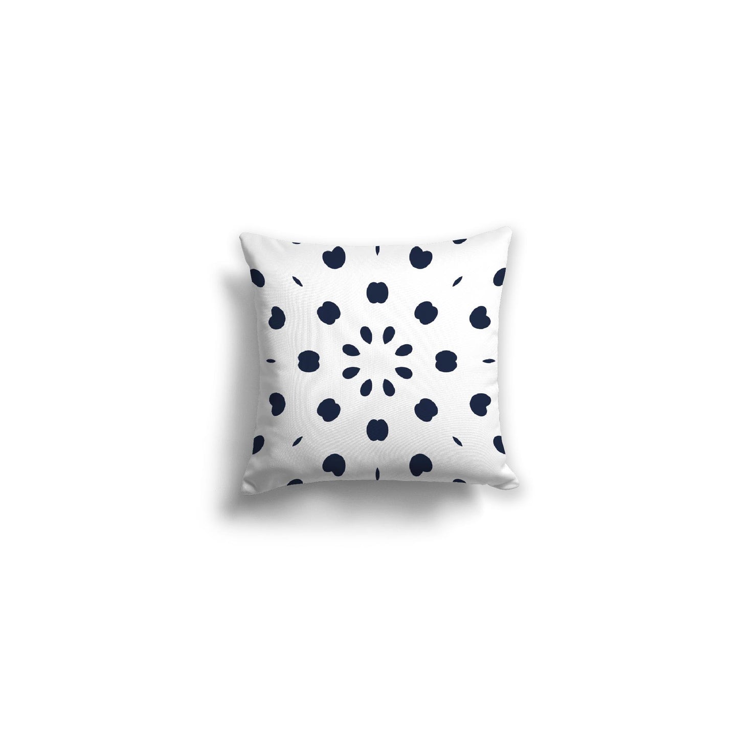 White Spun Polyester Throw Pillow with Navy Blue Burst Pattern on Front 14 x 14 inches / 36 x 36 cm