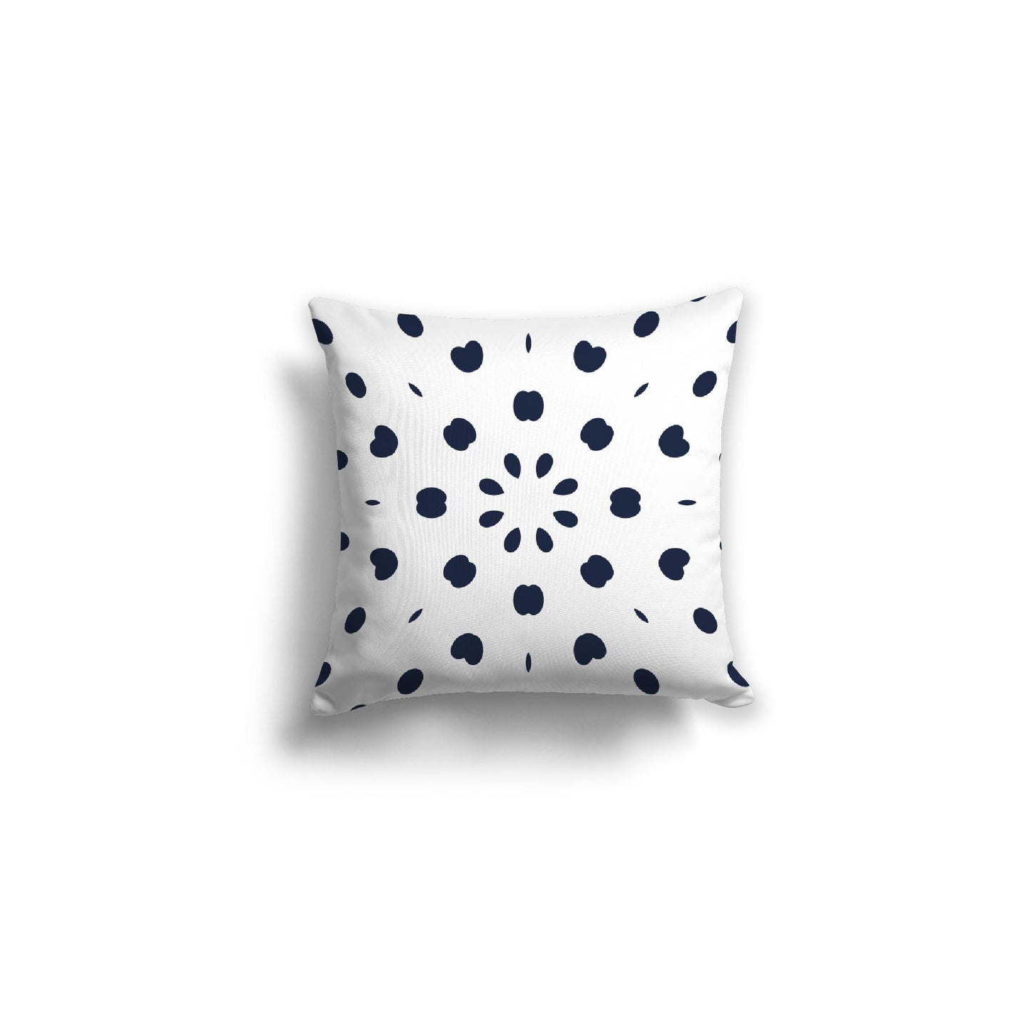 White Spun Polyester Throw Pillow with Navy Blue Burst Pattern on Front 16 x 16 inches / 41 x 41 cm