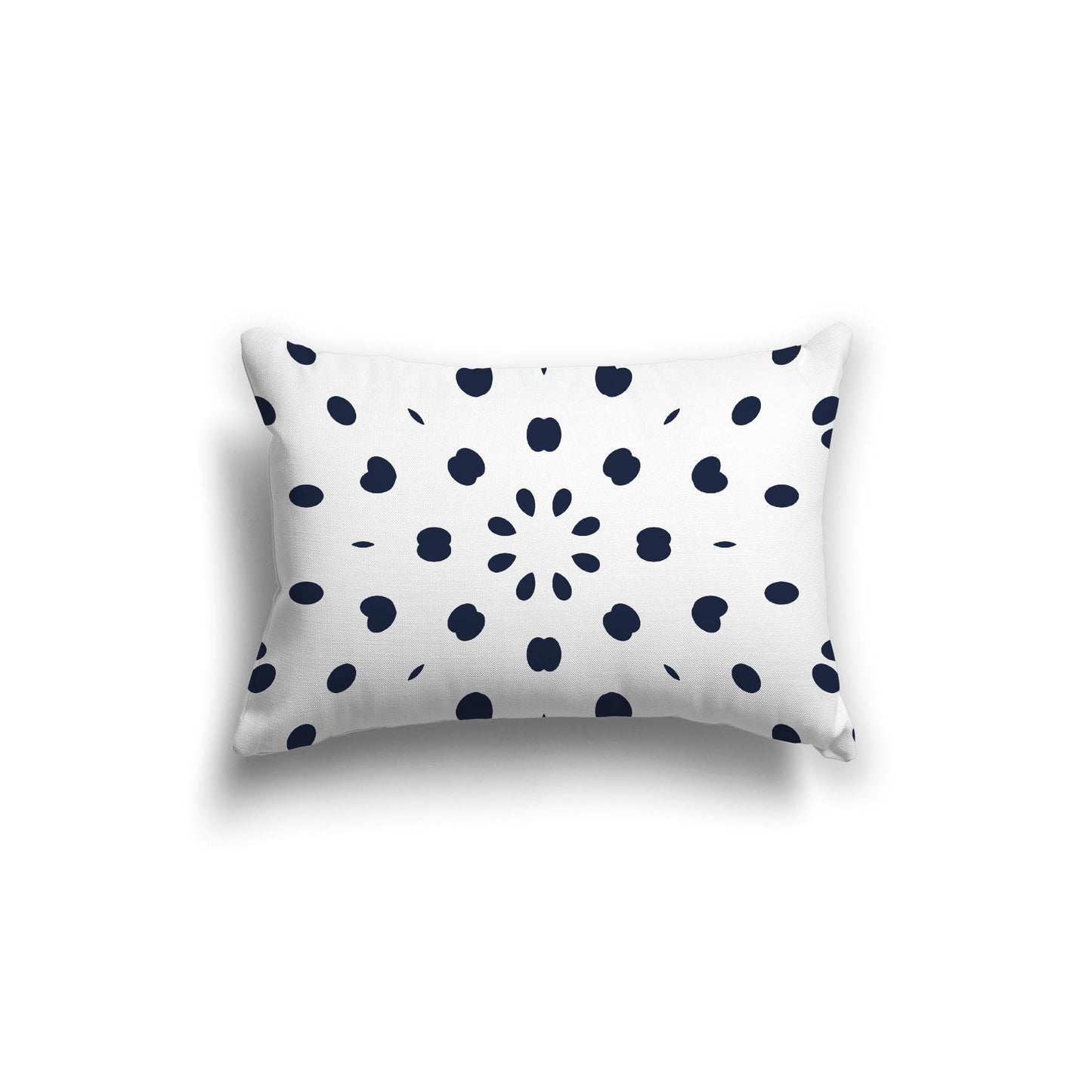 White Spun Polyester Throw Pillow with Navy Blue Burst Pattern on Front 20 x 14 inches / 51 x 36 cm