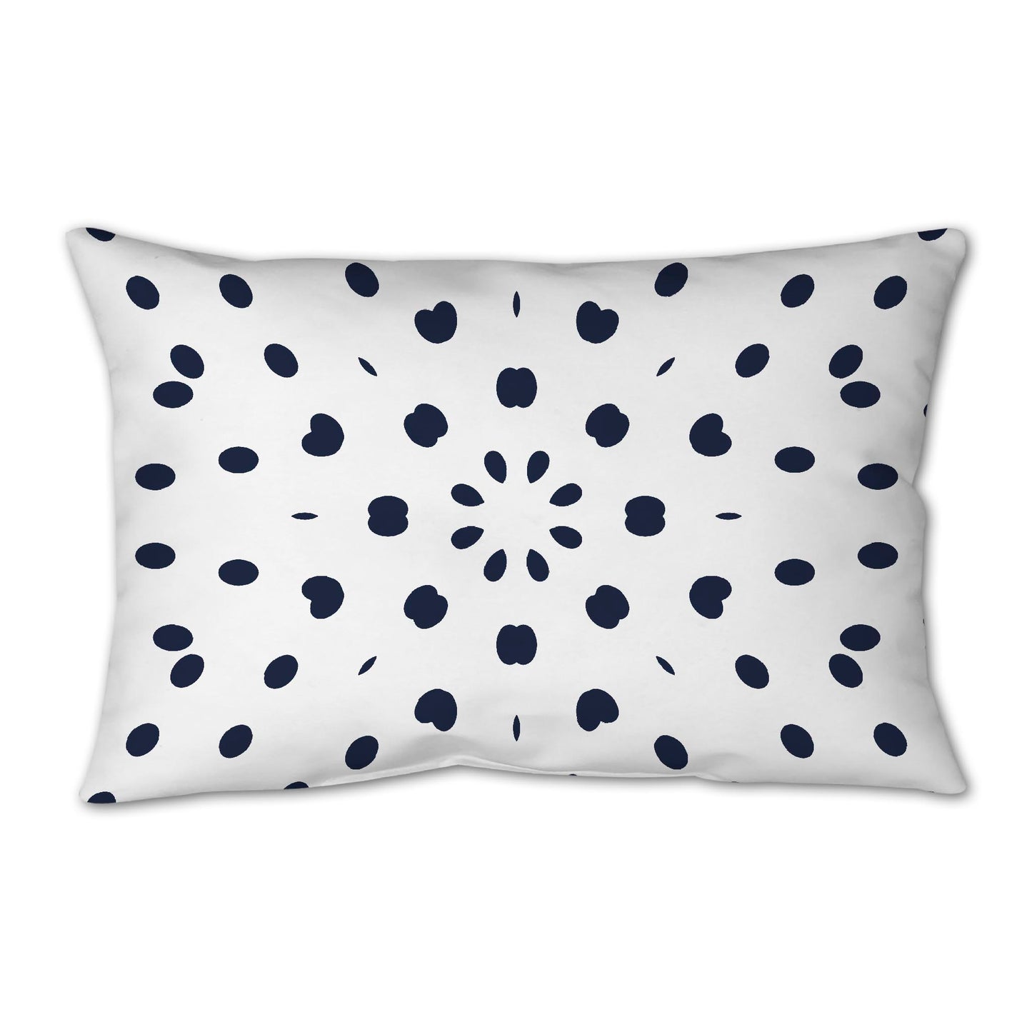 White Spun Polyester Throw Pillow with Navy Blue Burst Pattern on Front 25 x 18 inches / 63.5 x 66 cm