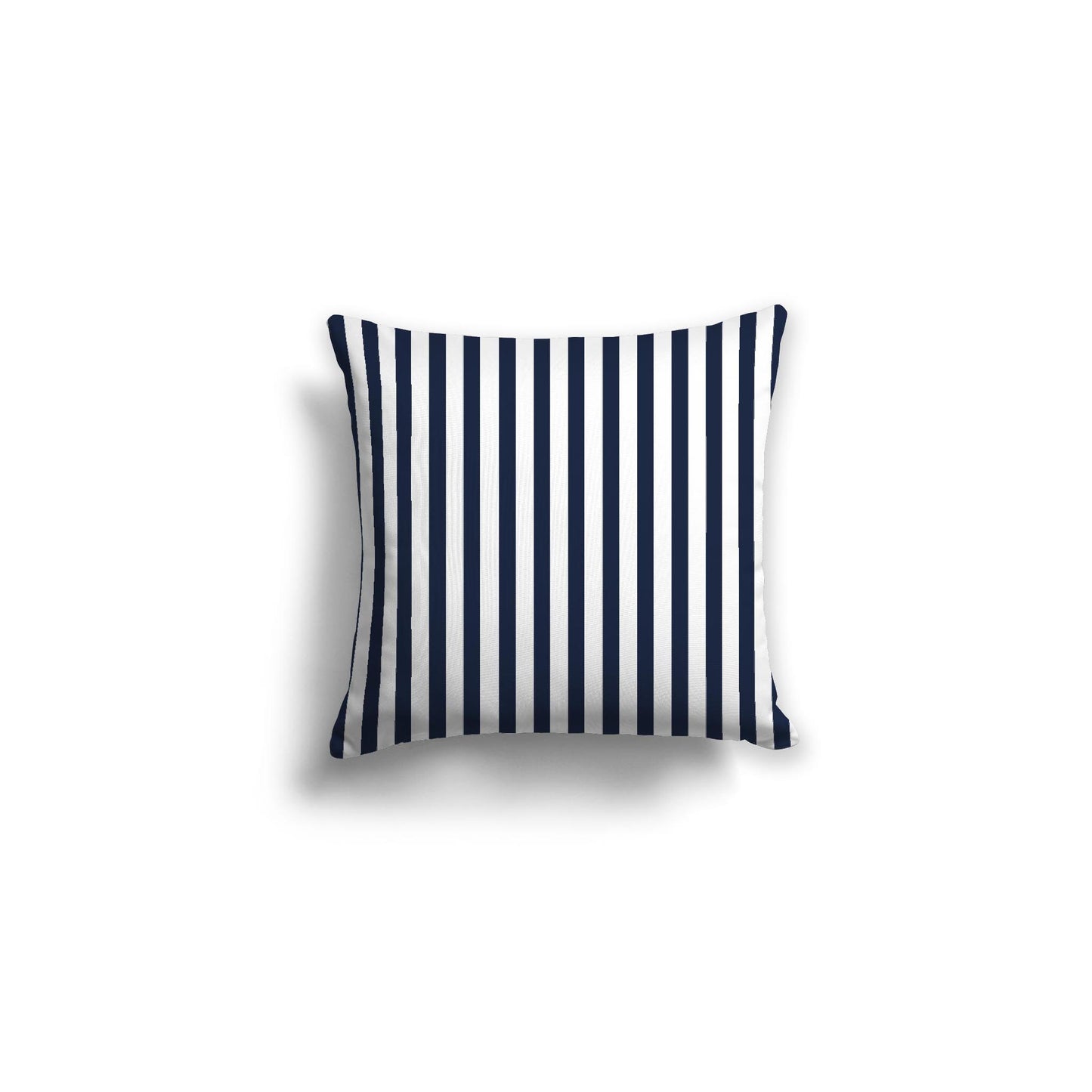 White Spun Polyester Throw Pillow with Thin Navy Blue Bars on Front 16 x 16 inches / 41 x 41 cm