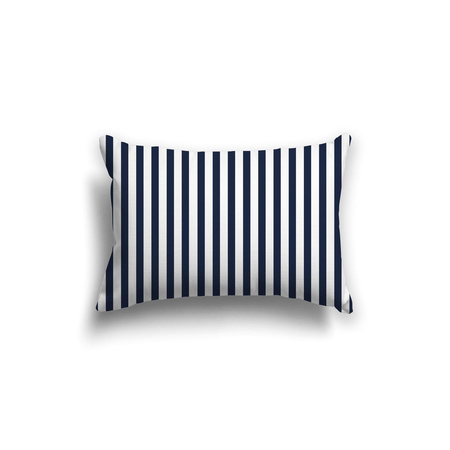 White Spun Polyester Throw Pillow with Thin Navy Blue Bars on Front 20 x 14 inches / 51 x 36 cm