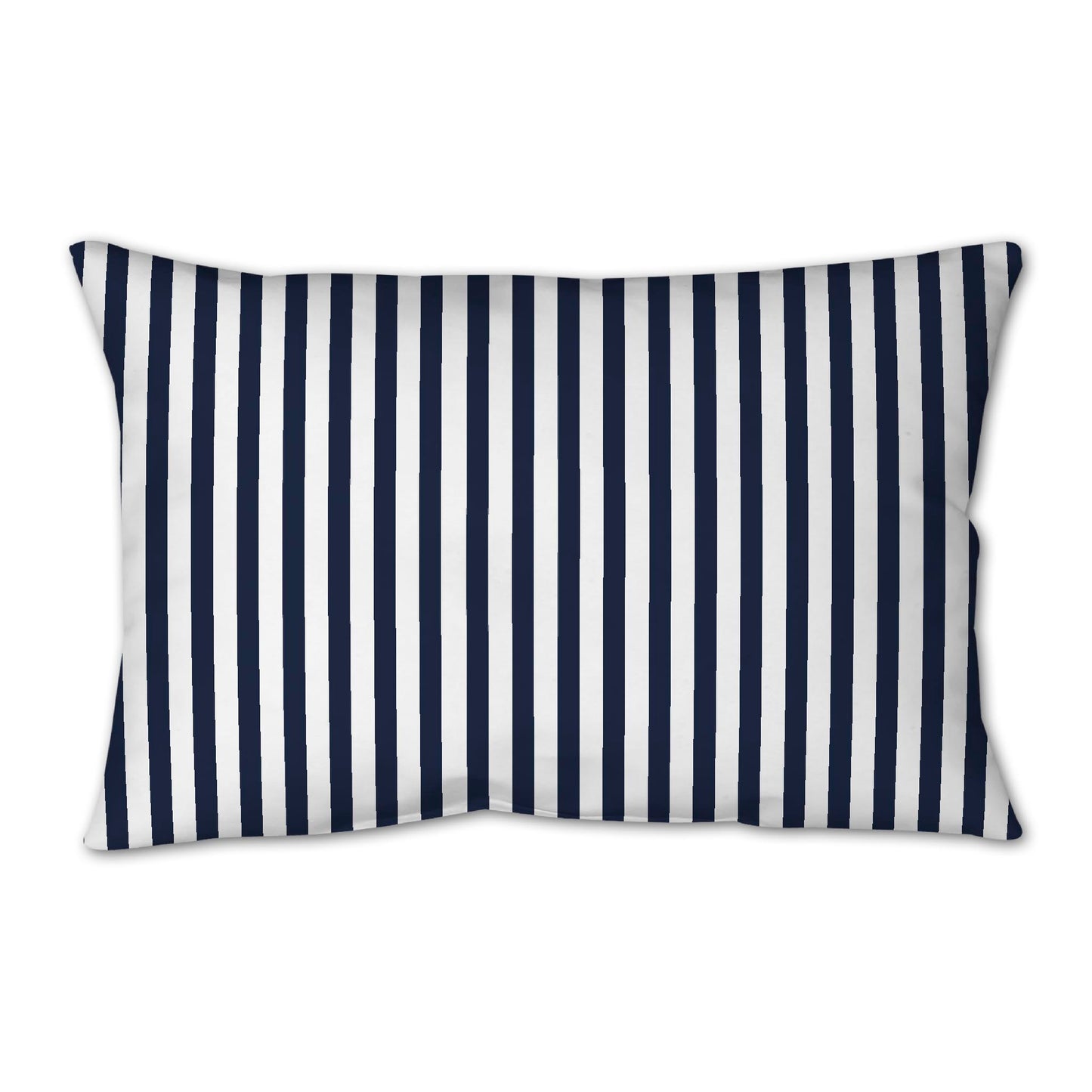 White Spun Polyester Throw Pillow with Thin Navy Blue Bars on Front 25 x 18 inches / 63.5 x 66 cm