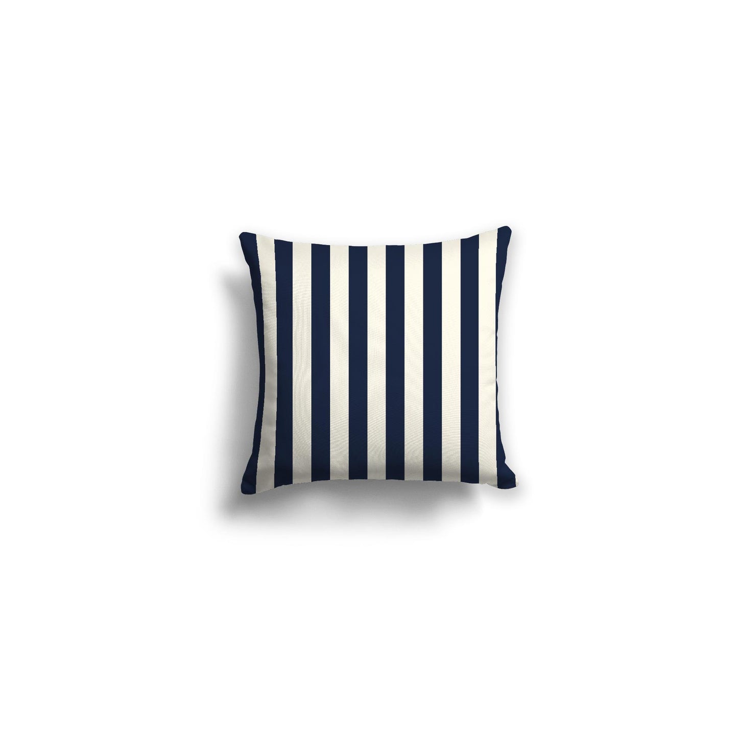 Pale Cream Spun Polyester Throw Pillow with Navy Blue Bars on Front 14 x 14 inches / 36 x 36 cm