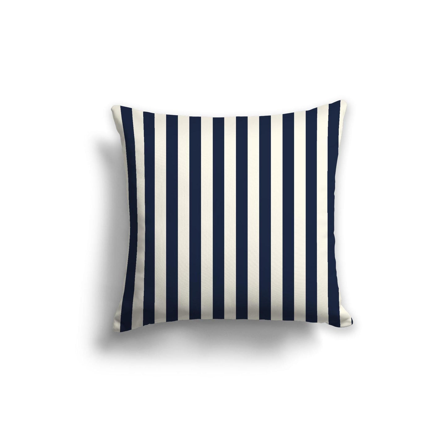 Pale Cream Spun Polyester Throw Pillow with Navy Blue Bars on Front 20 x 20 inches / 51 x 51 cm