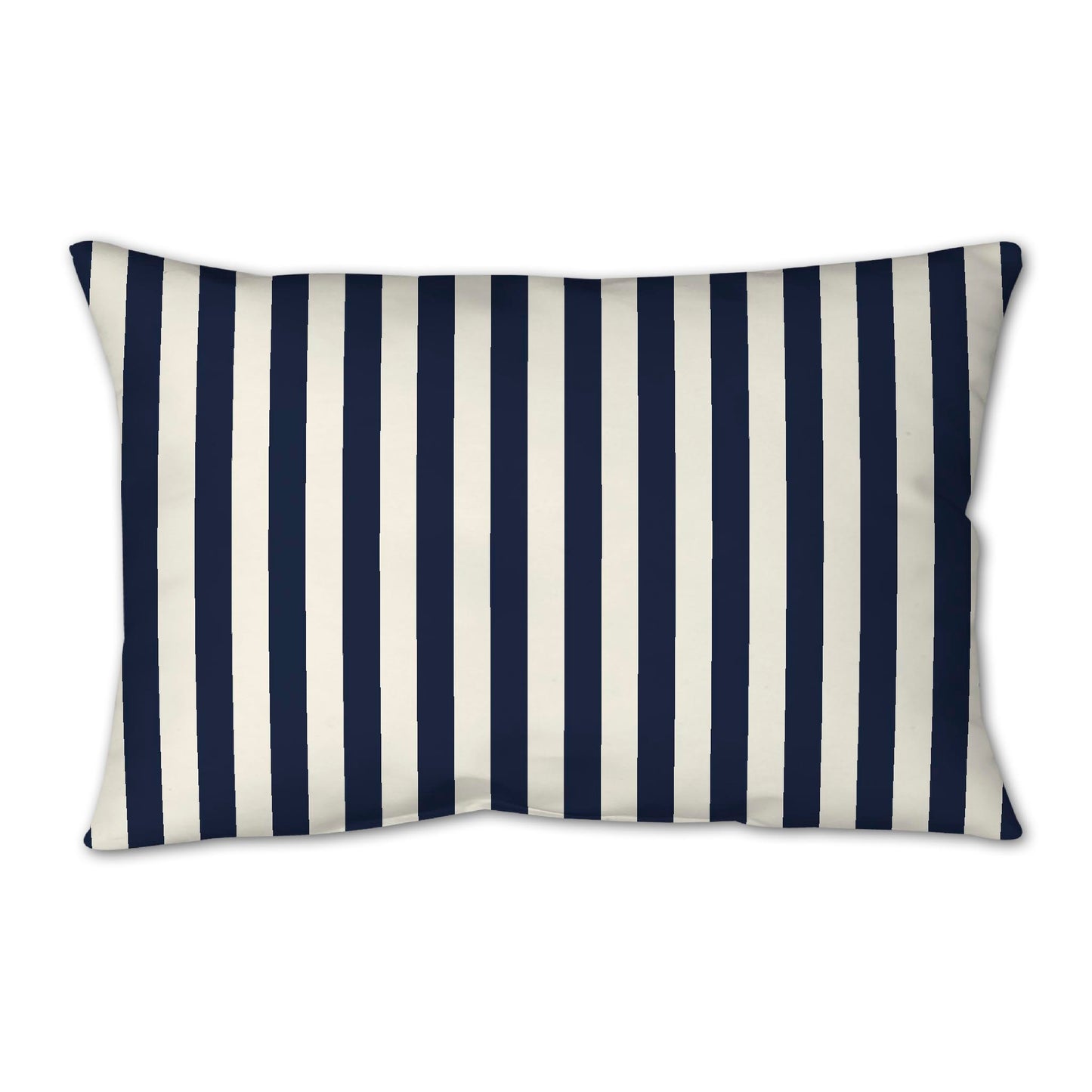 Pale Cream Spun Polyester Throw Pillow with Navy Blue Bars on Front 25 x 18 inches / 63.5 x 66 cm
