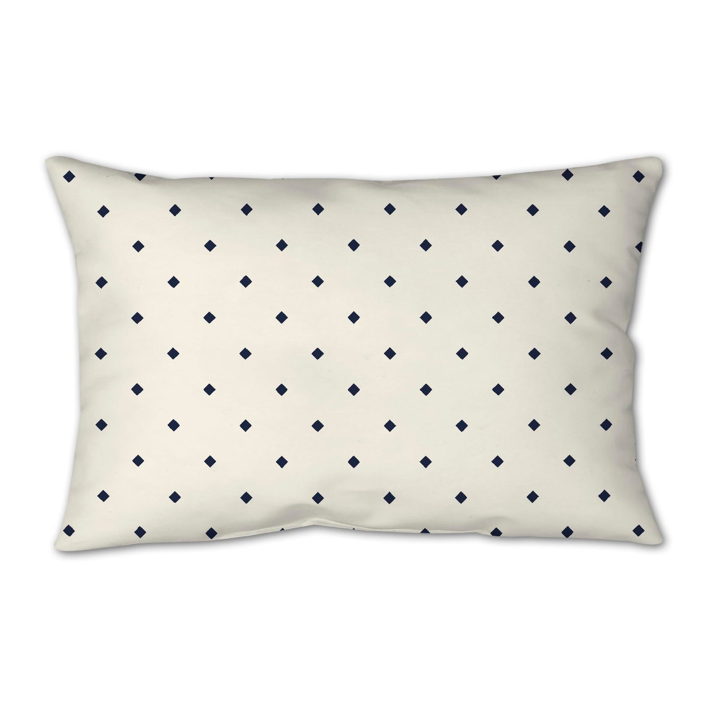 Pale Cream Spun Polyester Throw Pillow with Navy Blue Diamonds on Front 25 x 18 inches / 63.5 x 66 cm