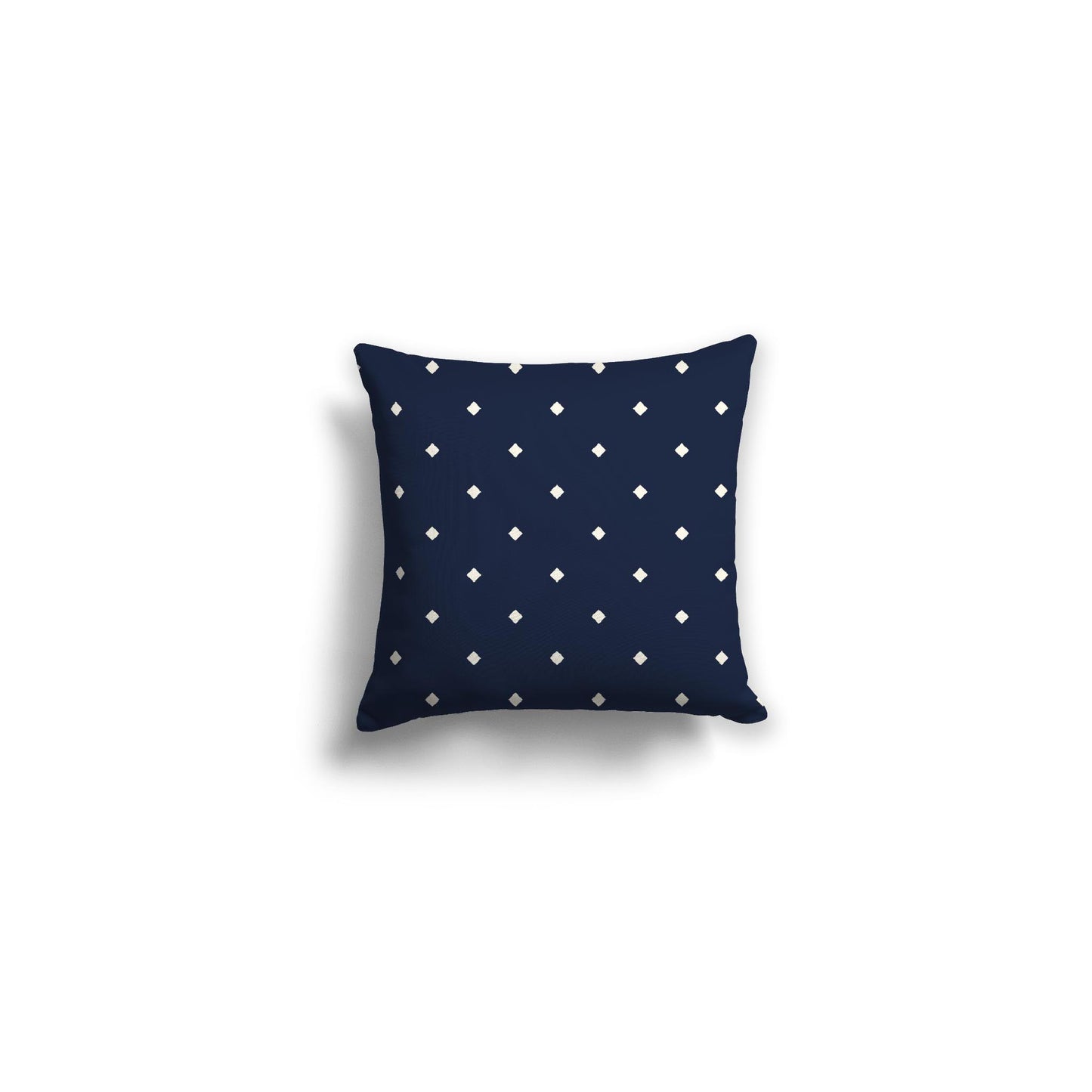 Navy Blue Spun Polyester Throw Pillow with Pale Cream Diamonds on Front 14 x 14 inches / 36 x 36 cm