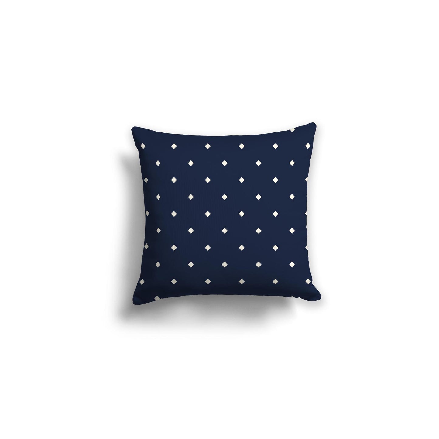 Navy Blue Spun Polyester Throw Pillow with Pale Cream Diamonds on Front 16 x 16 inches / 41 x 41 cm
