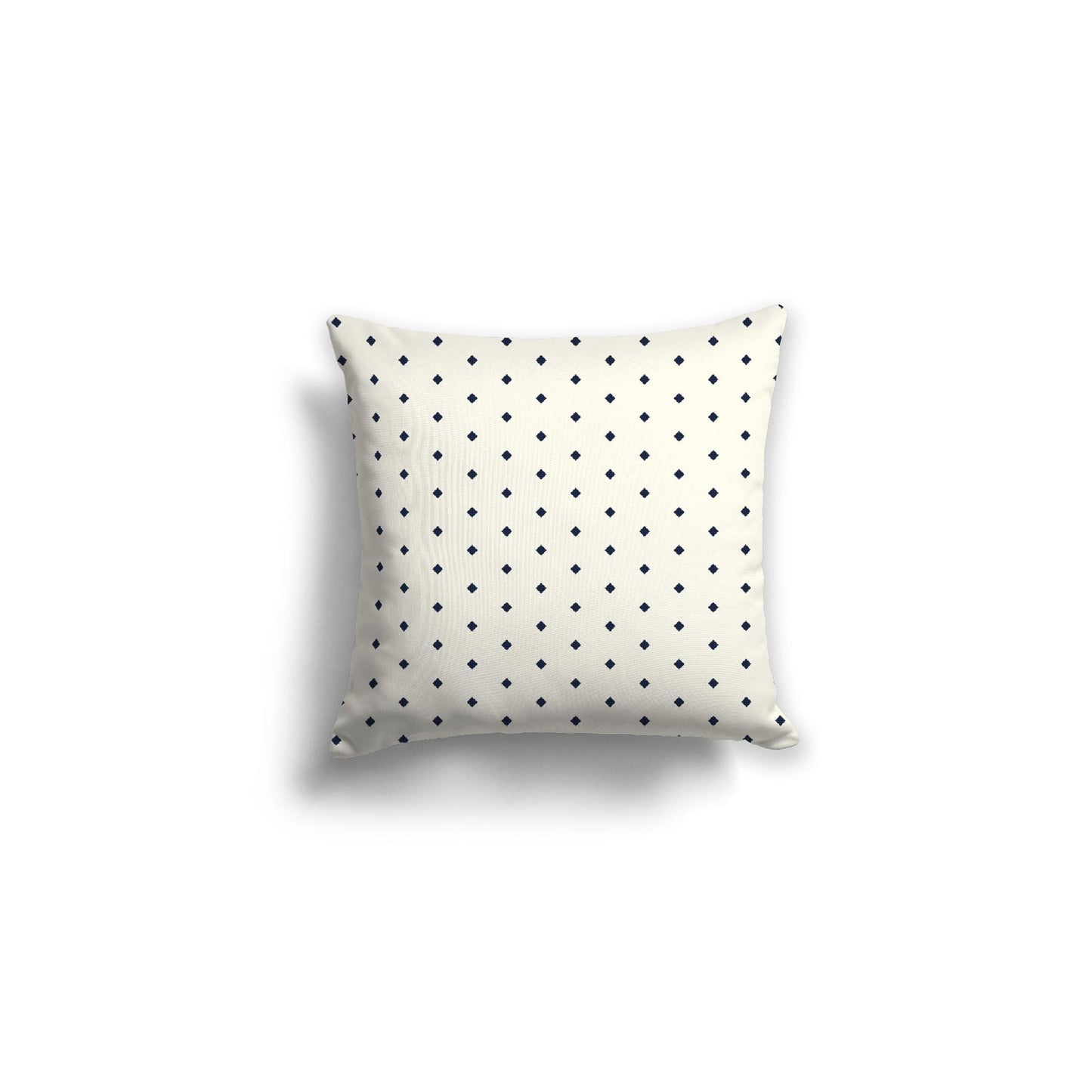 Pale Cream Spun Polyester Throw Pillow with Fine Navy Blue Diamonds on Front 16 x 16 inches / 41 x 41 cm