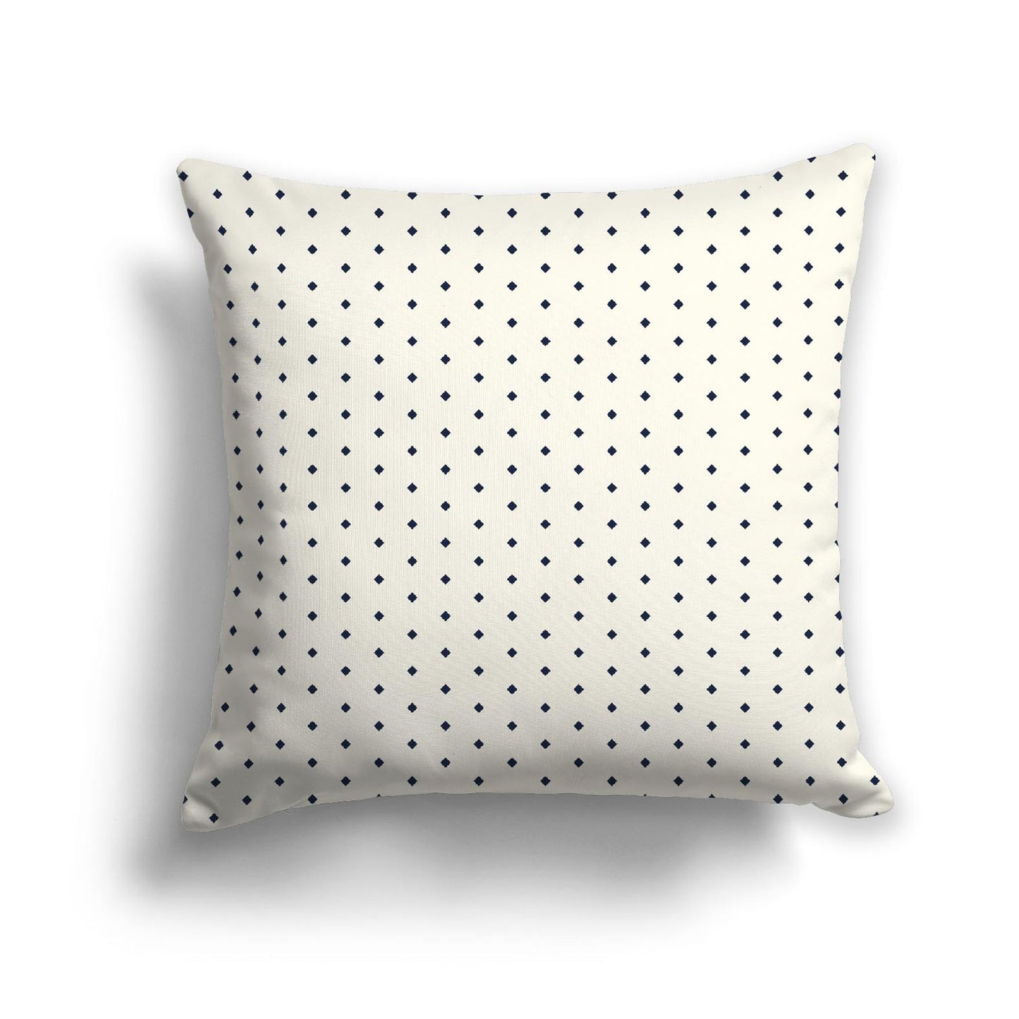 Pale Cream Spun Polyester Throw Pillow with Fine Navy Blue Diamonds on Front | 26 x 26 inches