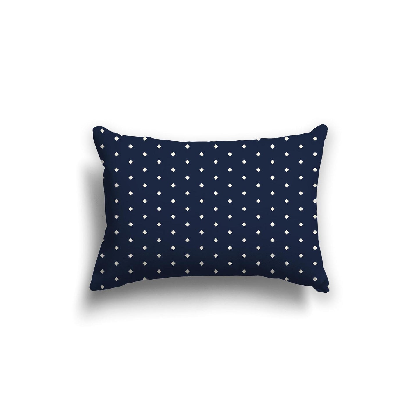 Navy Blue Spun Polyester Throw Pillow with Fine Pale Cream Diamonds on Front 20 x 14 inches / 51 x 36 cm