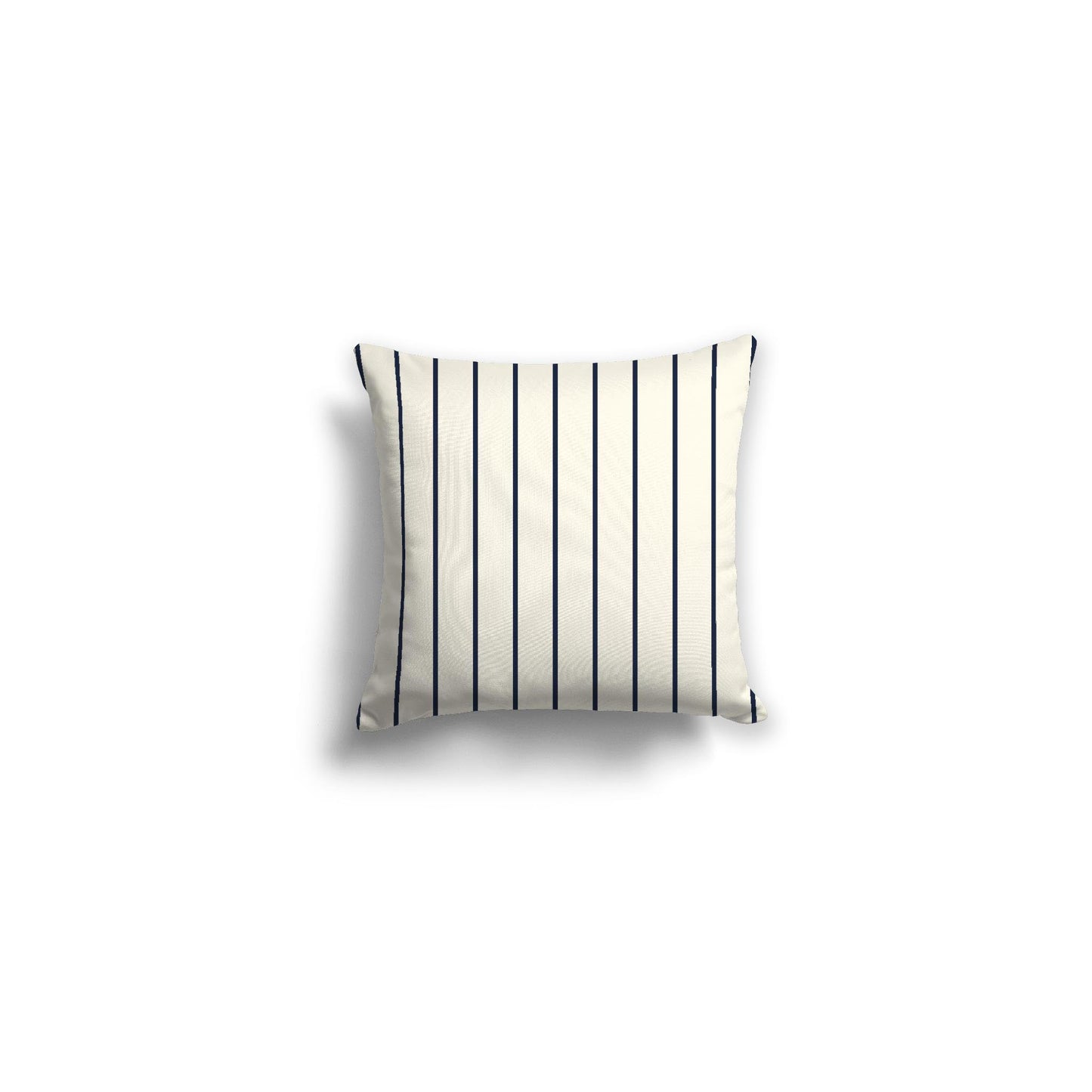 Pale Cream Spun Polyester Throw Pillow with Fine Navy Blue Stripes on Front 14 x 14 inches / 36 x 36 cm