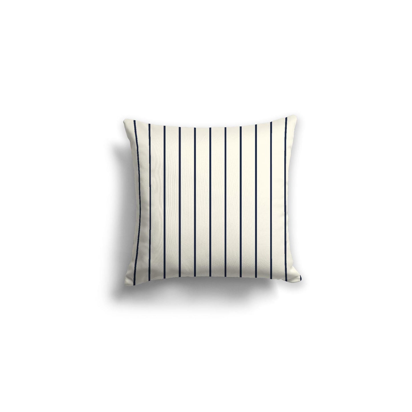 Pale Cream Spun Polyester Throw Pillow with Fine Navy Blue Stripes on Front 16 x 16 inches / 41 x 41 cm