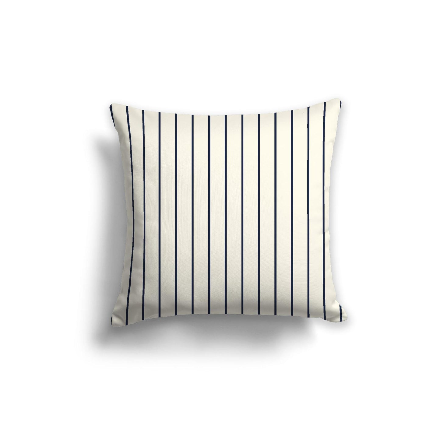 Pale Cream Spun Polyester Throw Pillow with Fine Navy Blue Stripes on Front 20 x 20 inches / 51 x 51 cm