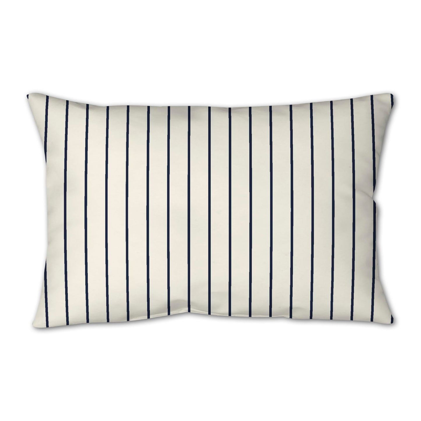 Pale Cream Spun Polyester Throw Pillow with Fine Navy Blue Stripes on Front 25 x 18 inches / 63.5 x 66 cm