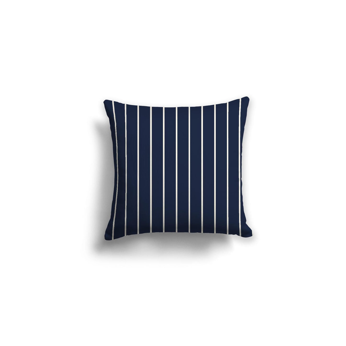 Navy Blue Spun Polyester Throw Pillow with Fine Pale Cream Stripes on Front 16 x 16 inches / 41 x 41 cm