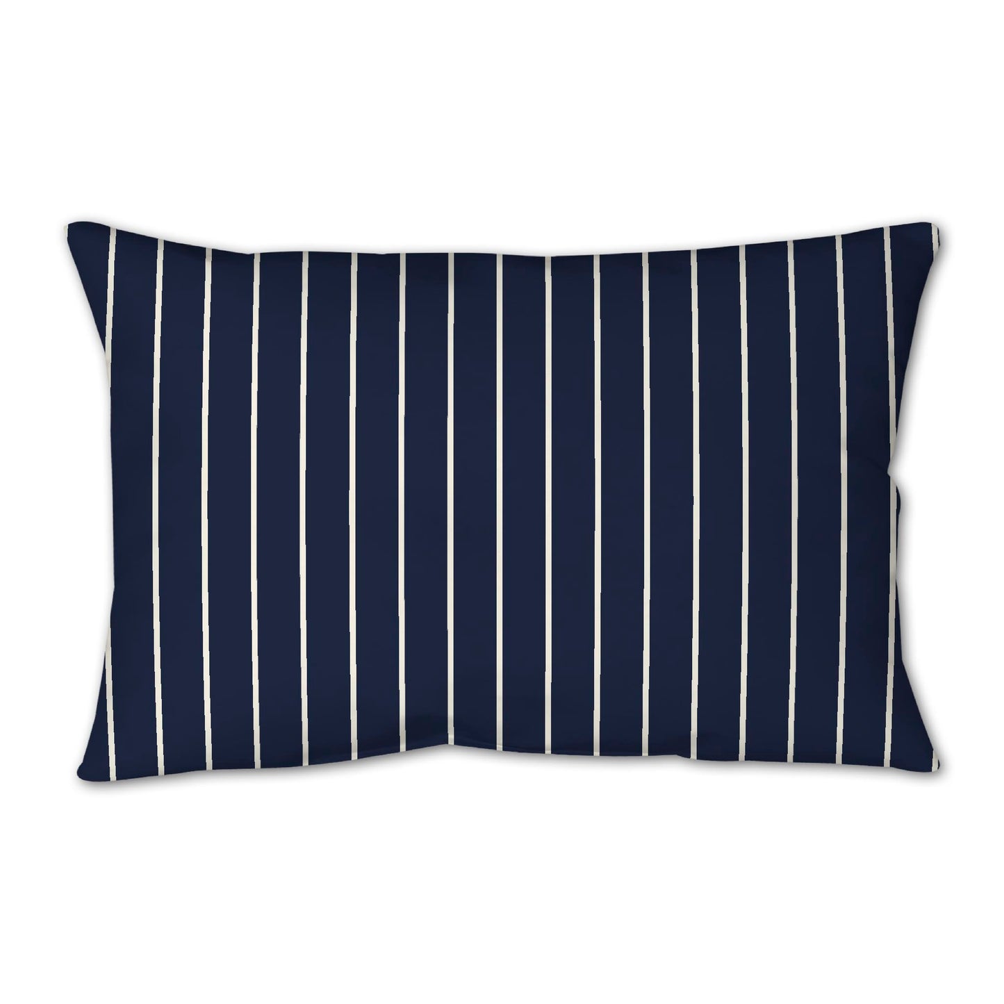 Navy Blue Spun Polyester Throw Pillow with Fine Pale Cream Stripes on Front 25 x 18 inches / 63.5 x 66 cm