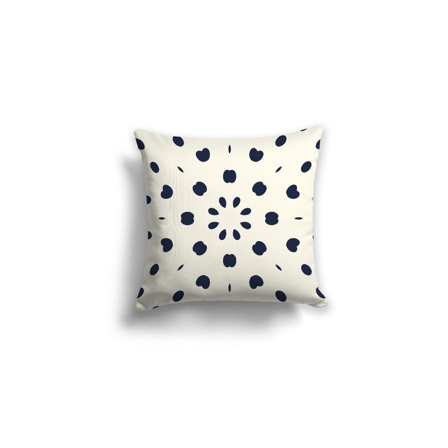 Pale Cream Spun Polyester Throw Pillow with Navy Blue Burst Pattern on Front 16 x 16 inches / 41 x 41 cm