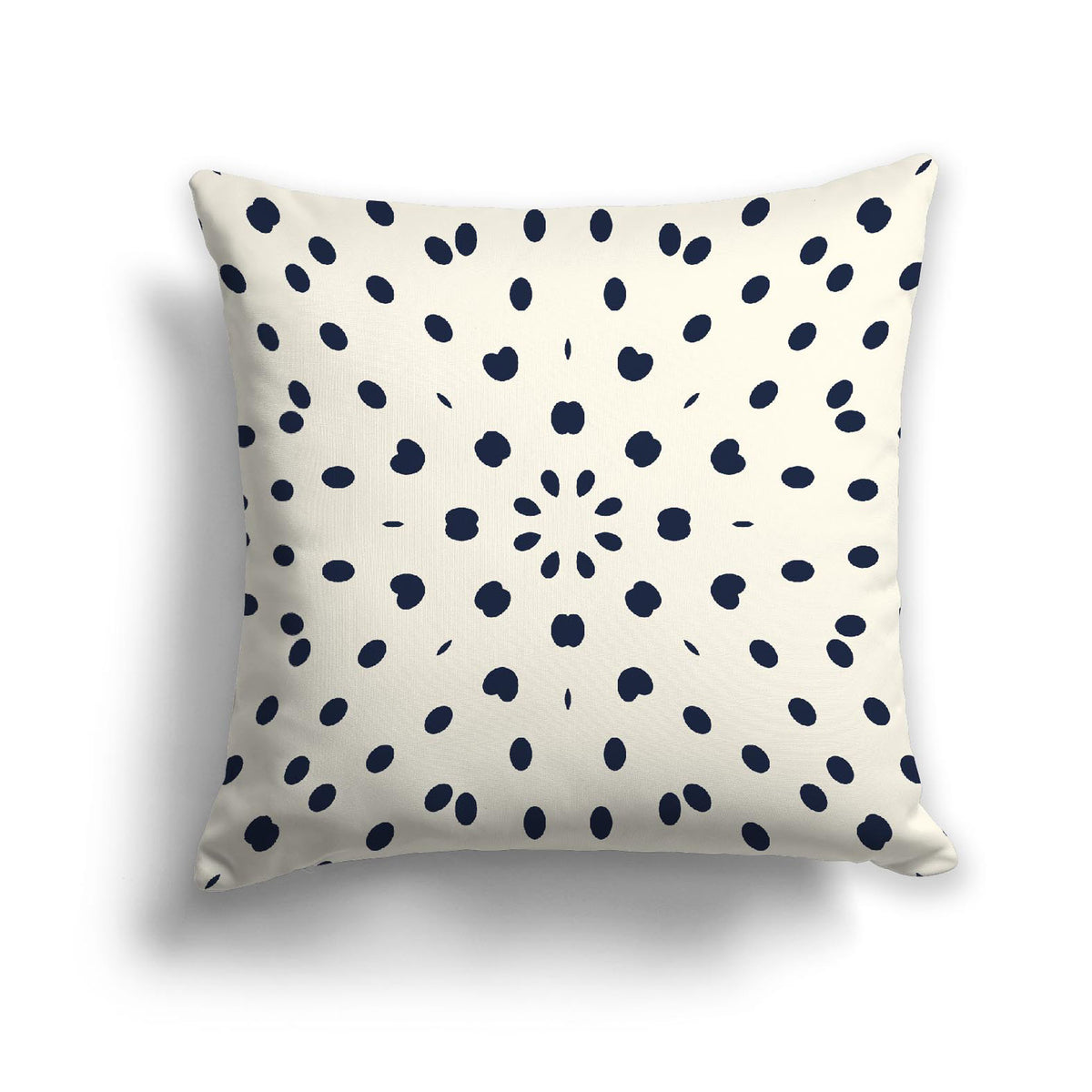 Pale Cream Spun Polyester Throw Pillow with Navy Blue Burst Pattern on Front | 26 x 26 inches