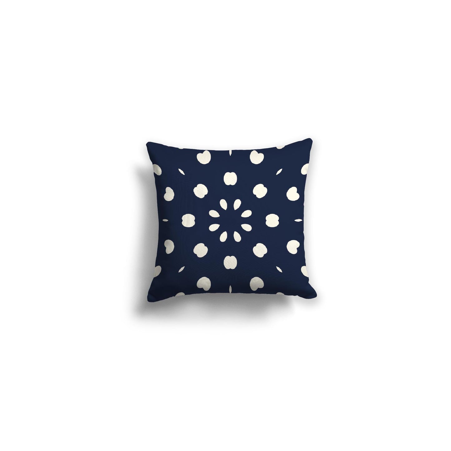 Navy Blue Spun Polyester Throw Pillow with Pale Cream Burst Pattern on Front 14 x 14 inches / 36 x 36 cm