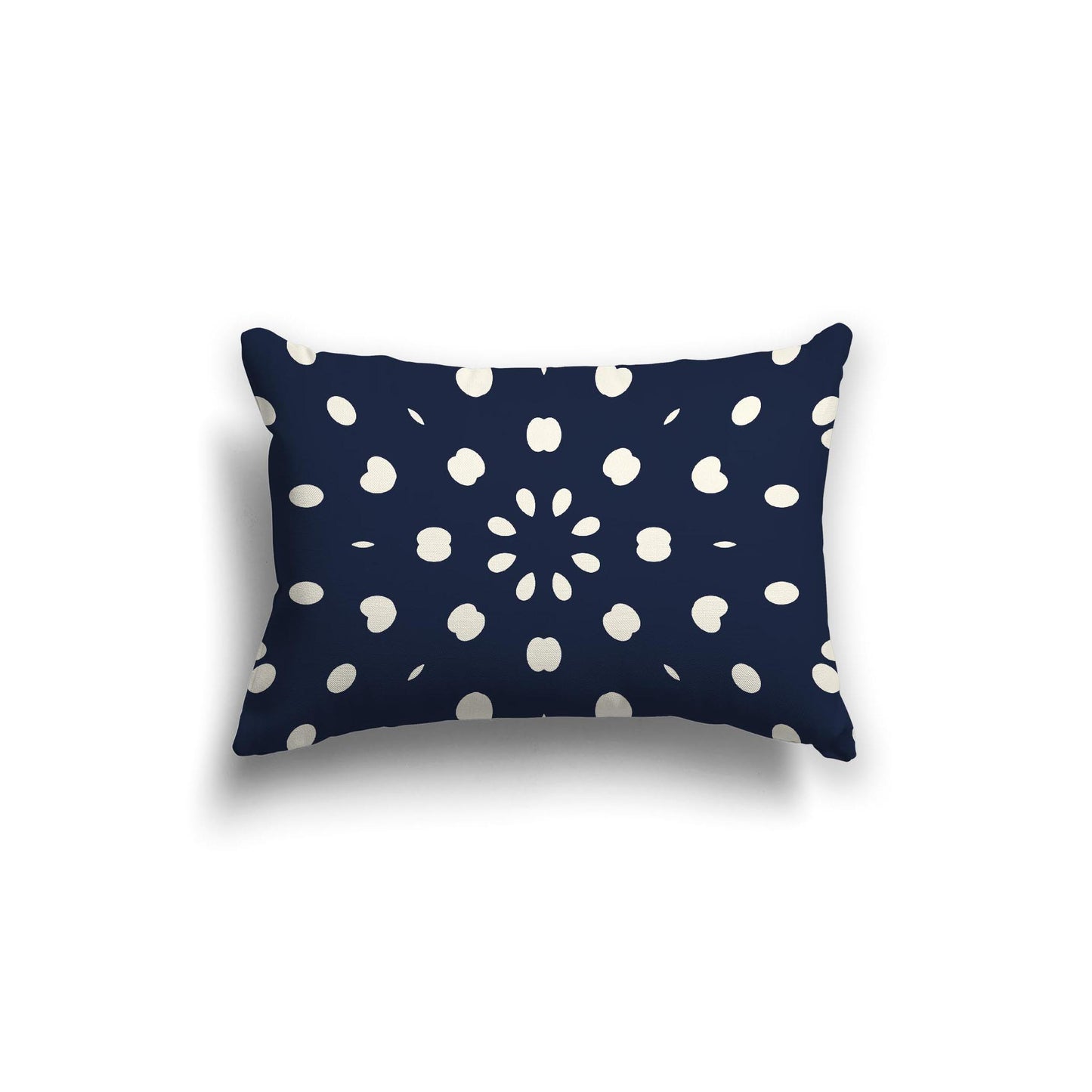 Navy Blue Spun Polyester Throw Pillow with Pale Cream Burst Pattern on Front 20 x 14 inches / 51 x 36 cm