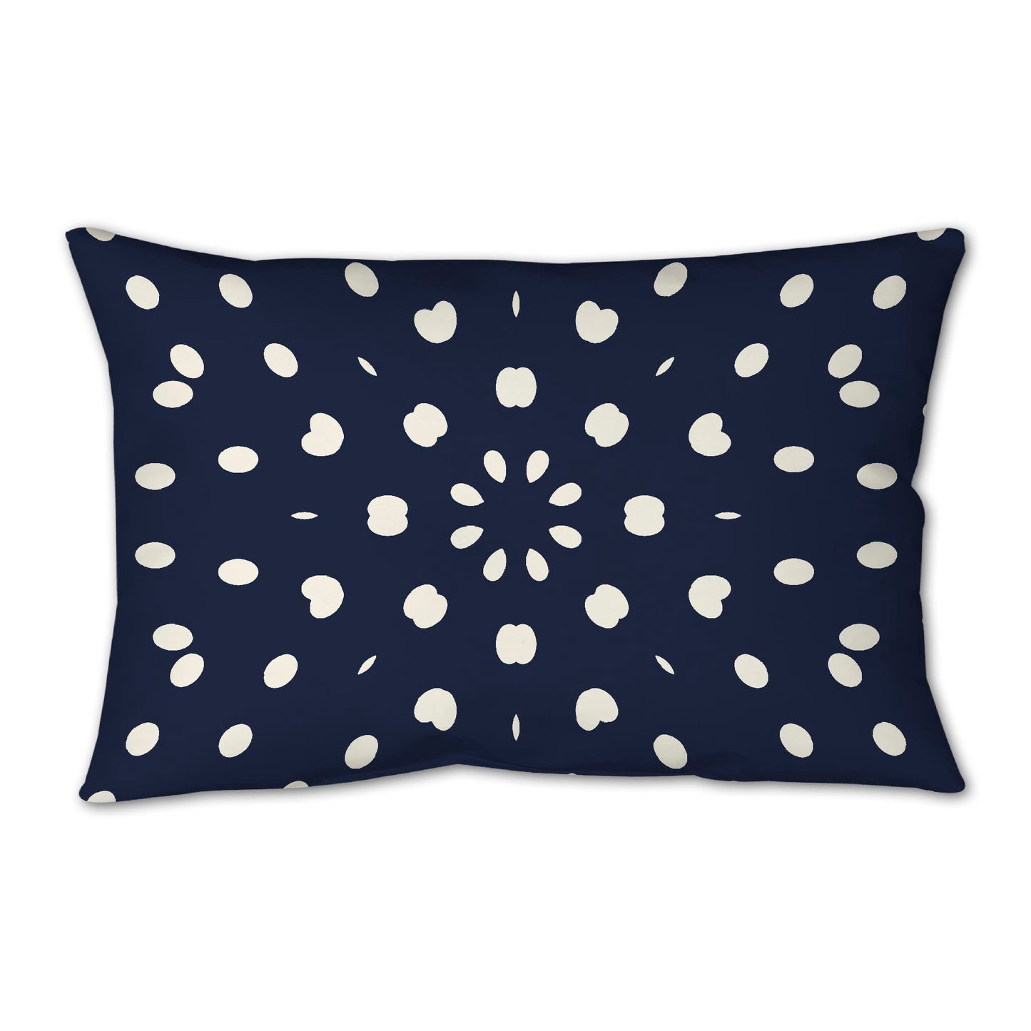 Navy Blue Spun Polyester Throw Pillow with Pale Cream Burst Pattern on Front 25 x 18 inches / 63.5 x 66 cm