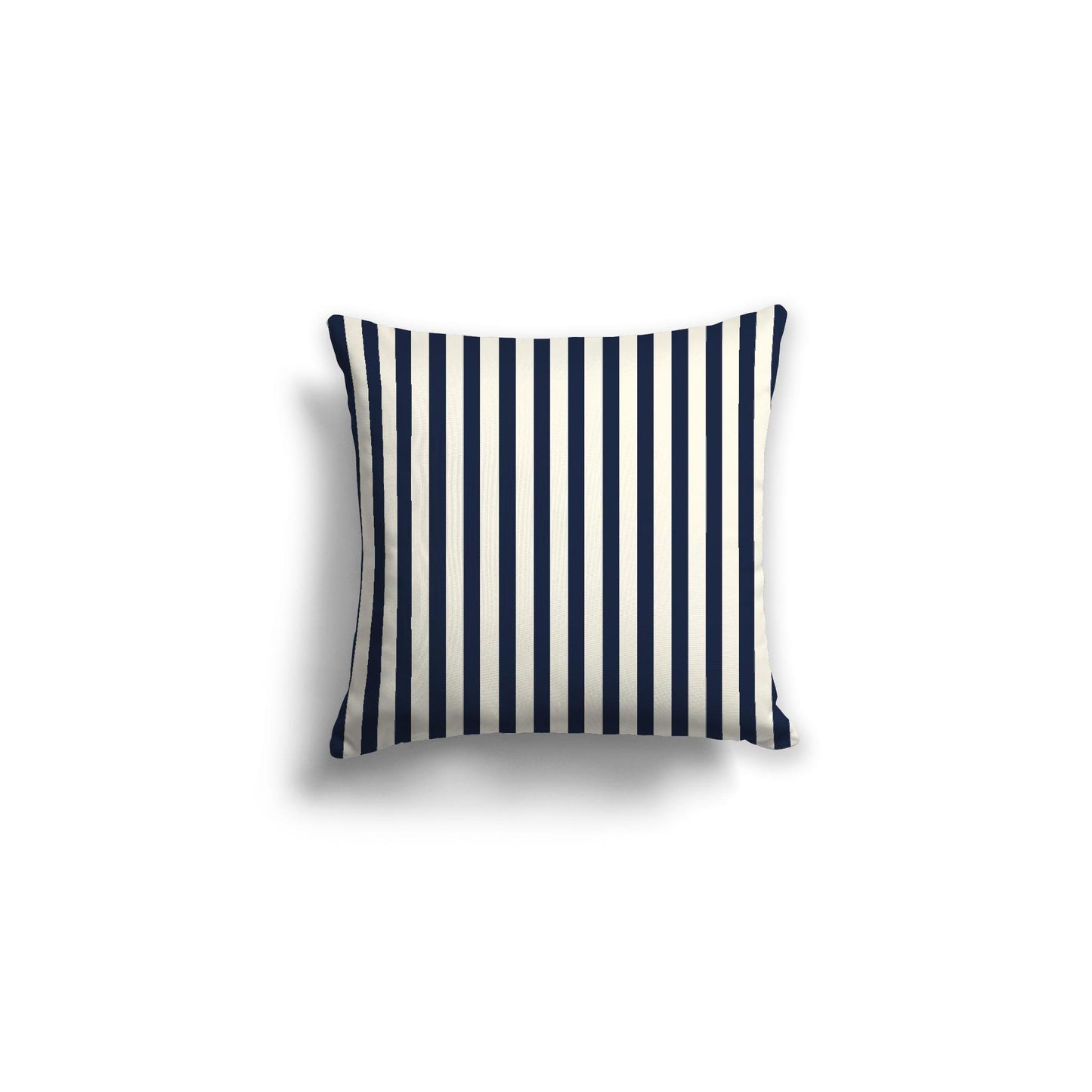 Pale Cream Spun Polyester Throw Pillow with Thin Navy Blue Bars on Front 16 x 16 inches / 41 x 41 cm