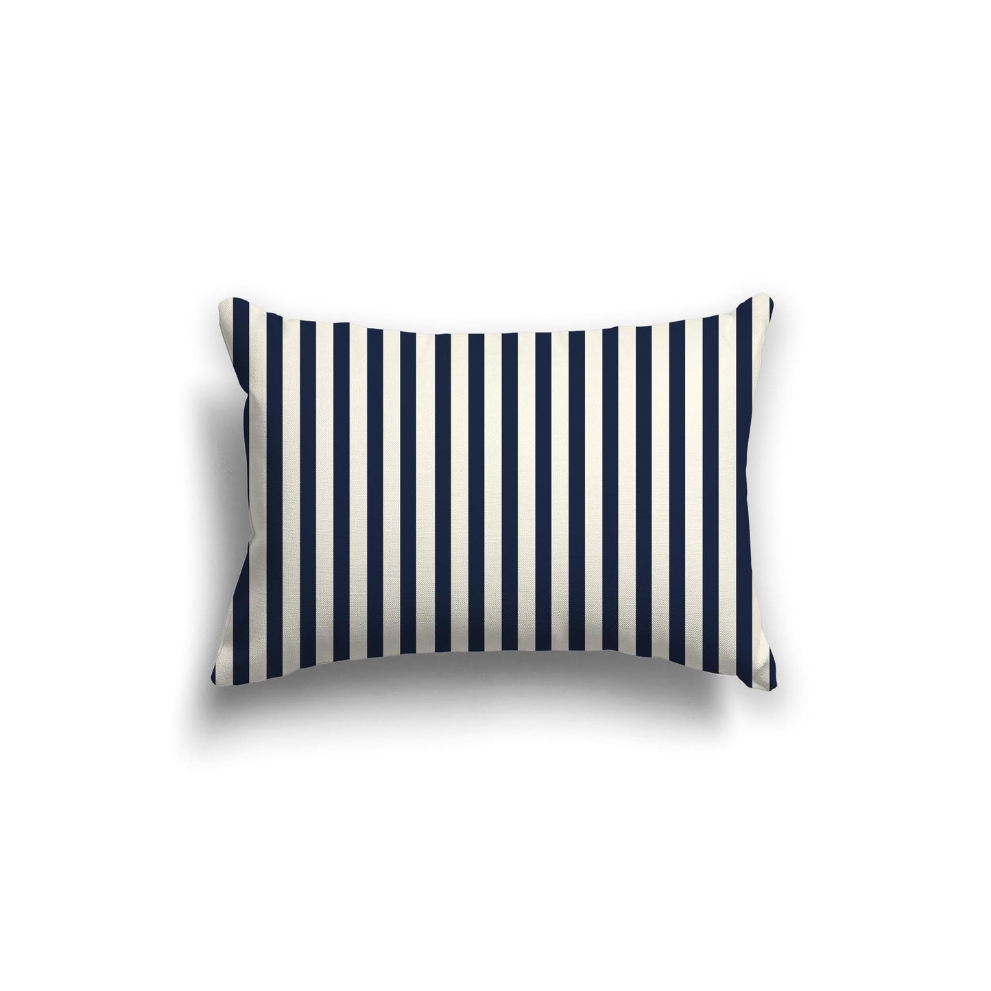Pale Cream Spun Polyester Throw Pillow with Thin Navy Blue Bars on Front 20 x 14 inches / 51 x 36 cm